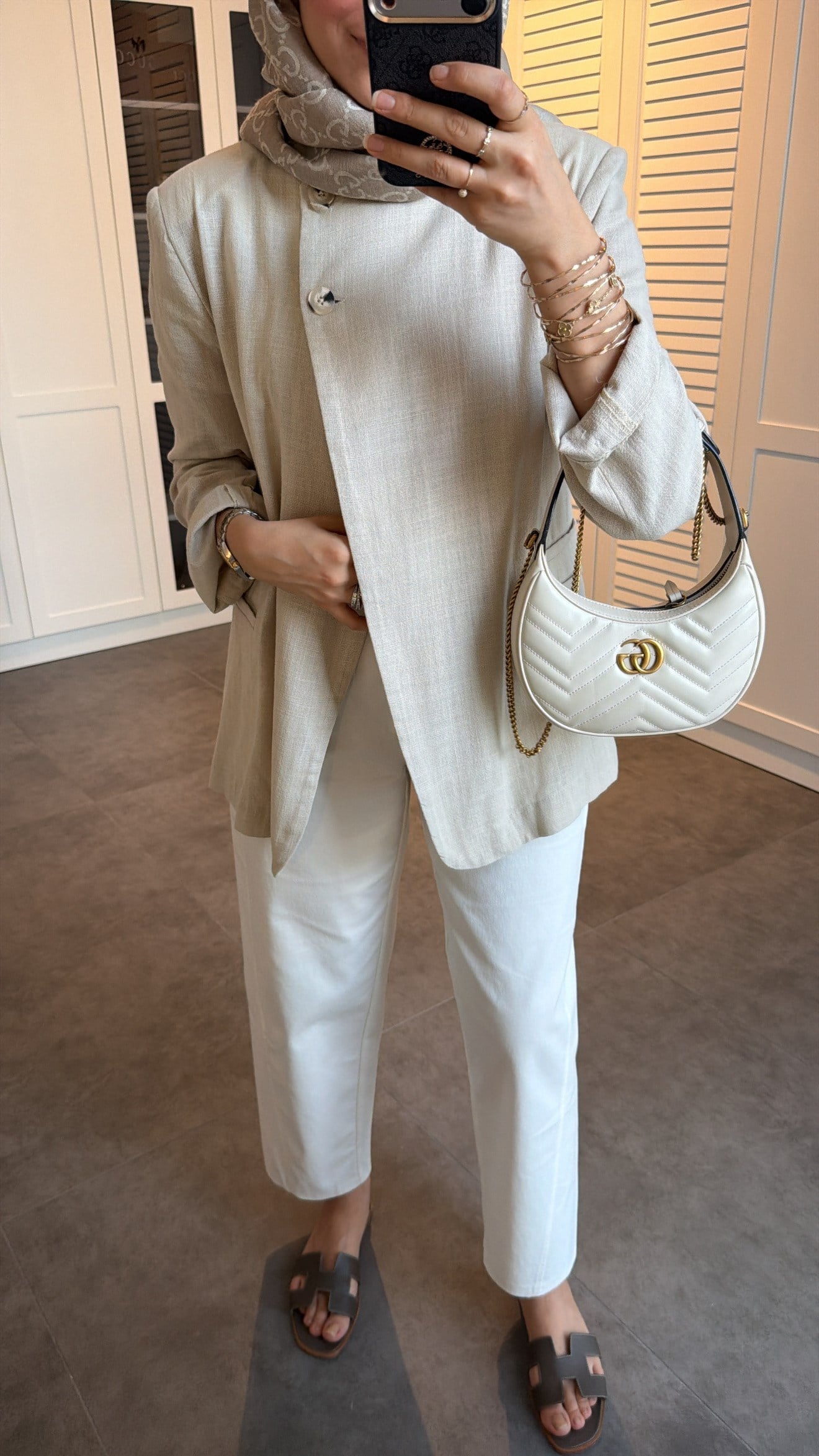 Keten Düğmeli Dik Yaka Ceket Taş