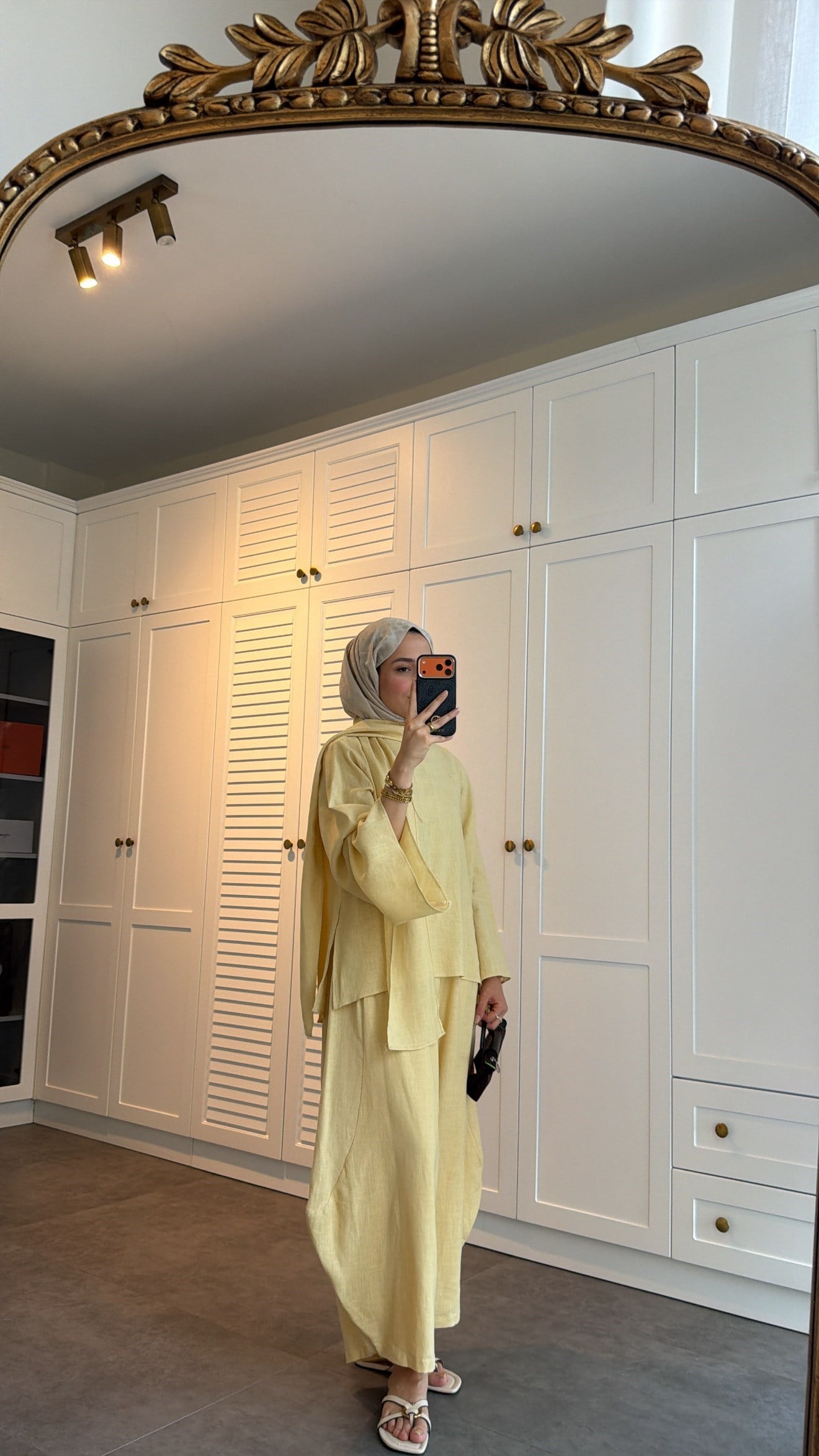 Keten Şallı  Premium Takım Butter Yellow
