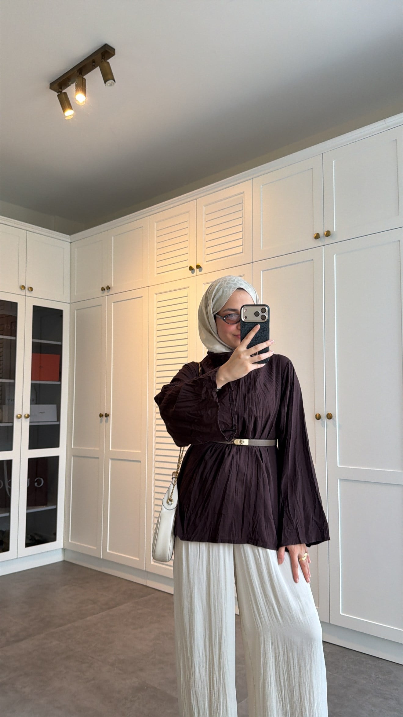Kırışık Vual Tunik Kahve