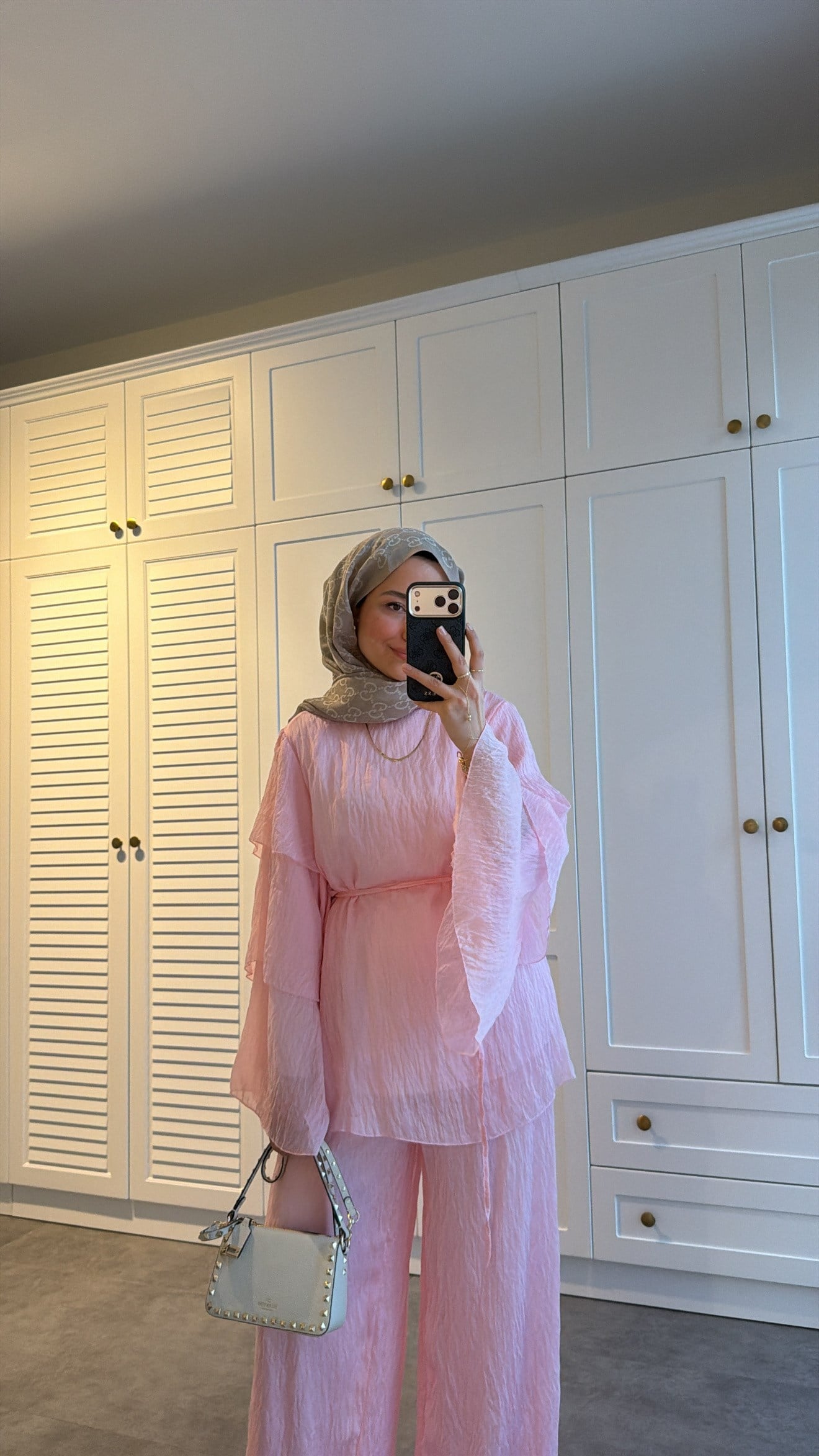 Kolları Kat Kat Tül Takım Pembe