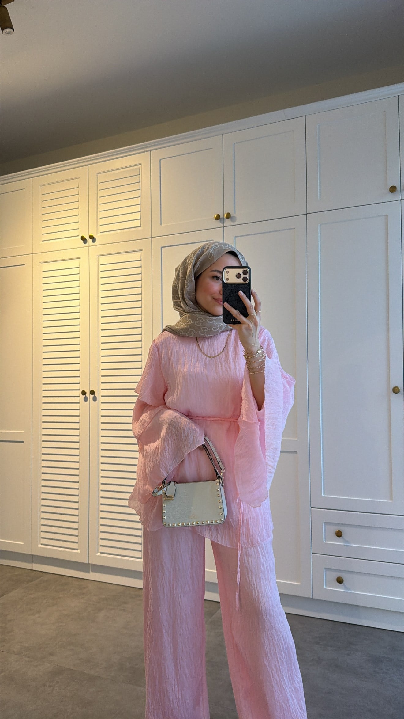 Kolları Kat Kat Tül Takım Pembe