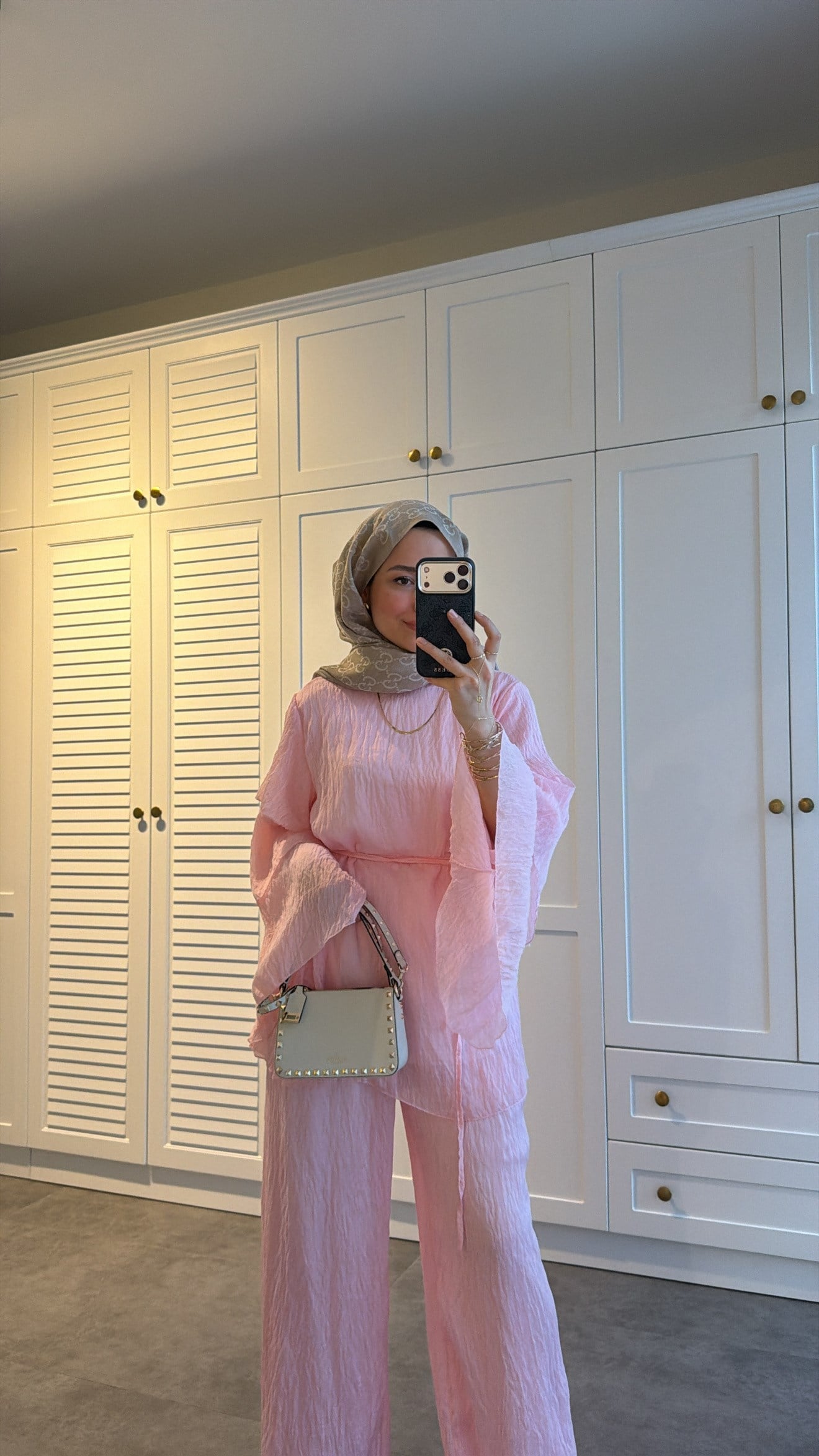 Kolları Kat Kat Tül Takım Pembe
