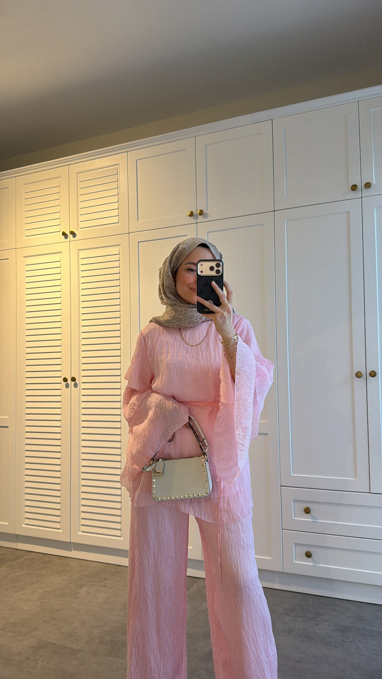 Kolları Kat Kat Tül Takım Pembe