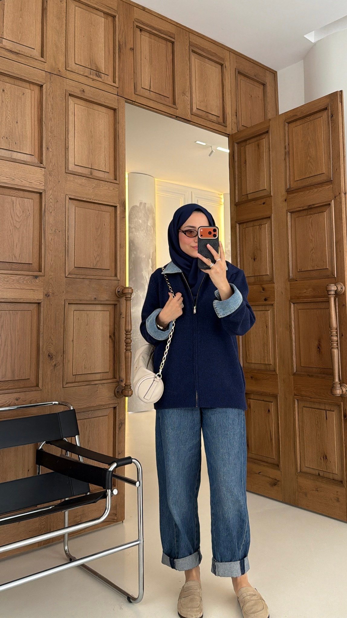 Kot Detay Fermuarlı Triko Hırka Lacivert
