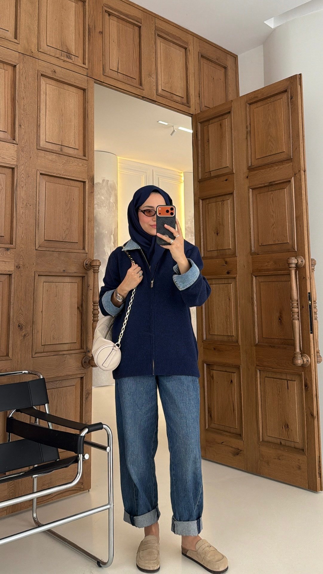 Kot Detay Fermuarlı Triko Hırka Lacivert