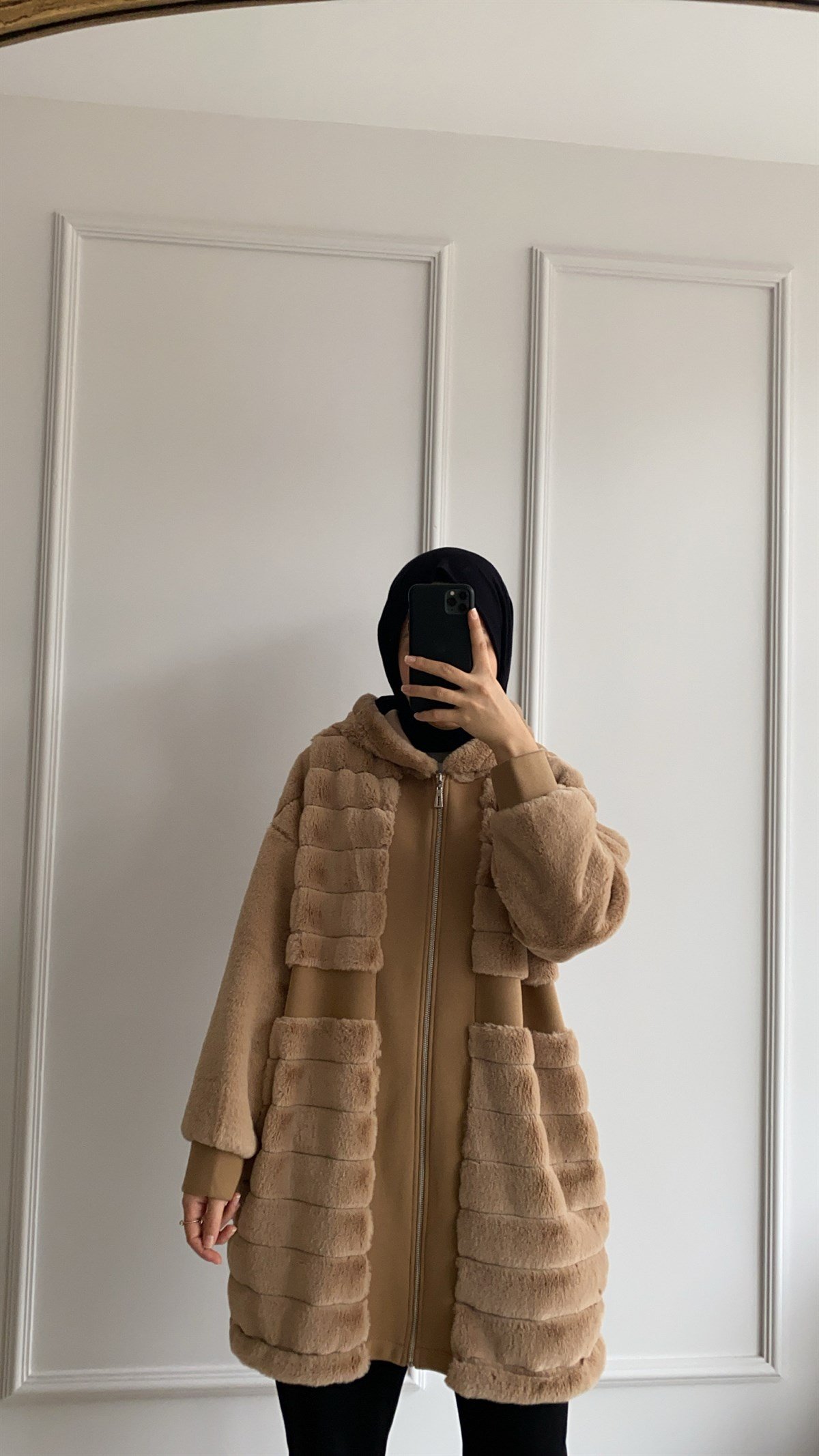 Kürk Detaylı Camel Ceket 