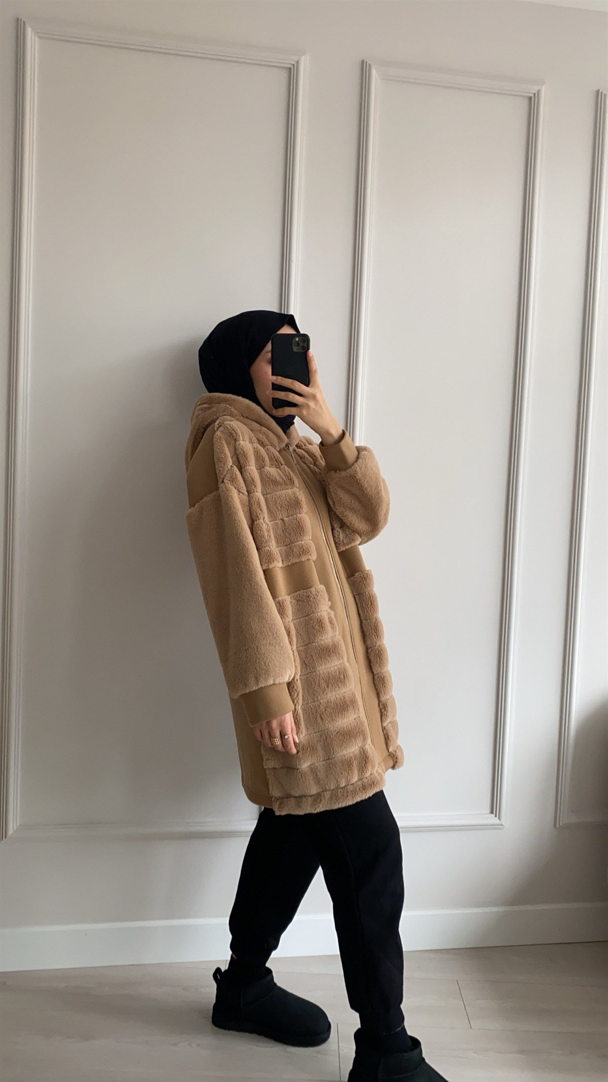 Kürk Detaylı Camel Ceket 