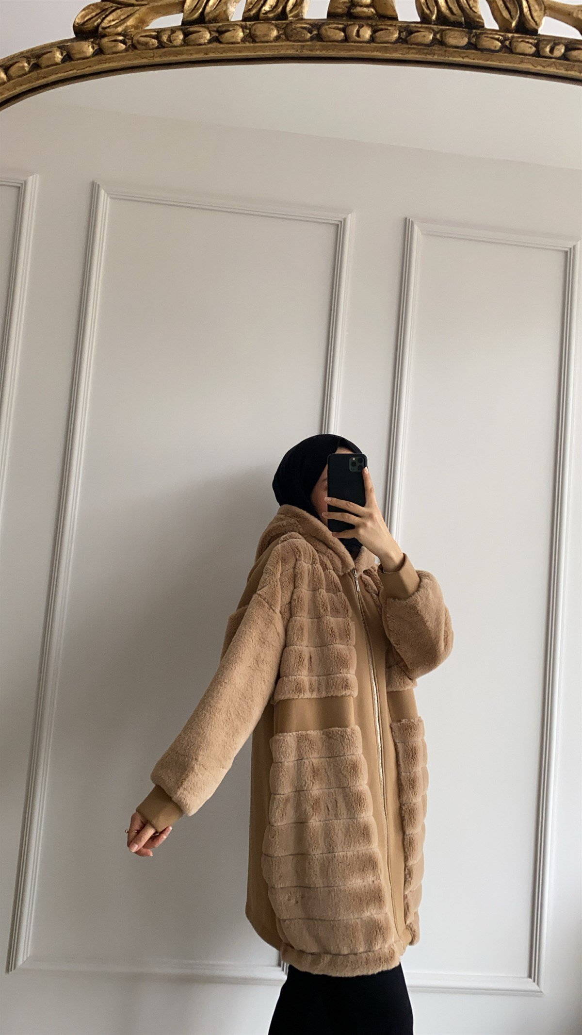 Kürk Detaylı Camel Ceket 