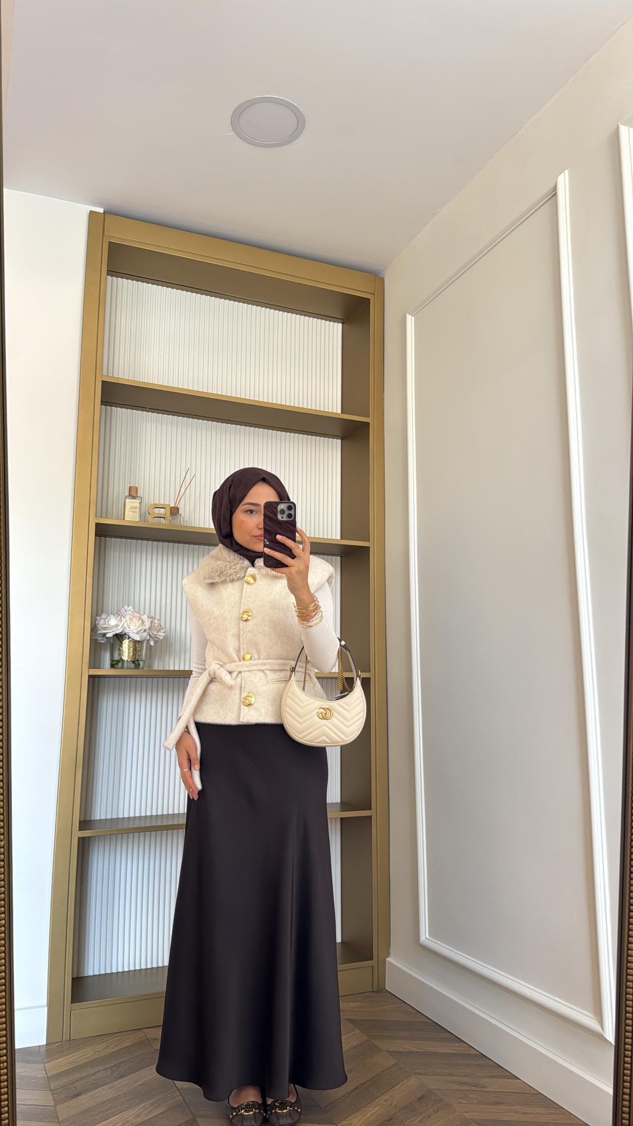 Kuşaklı Angora Yelek Ekru