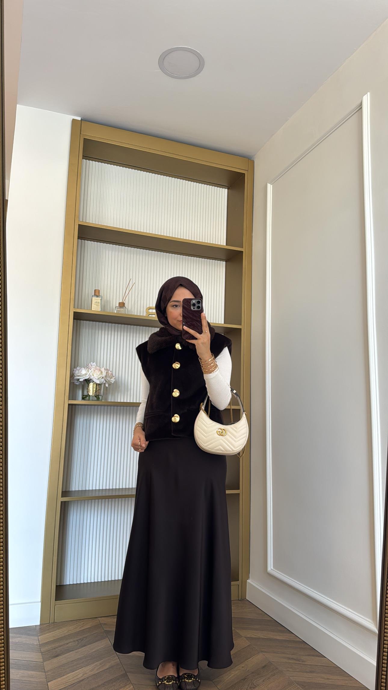 Kuşaklı Angora Yelek Kahve