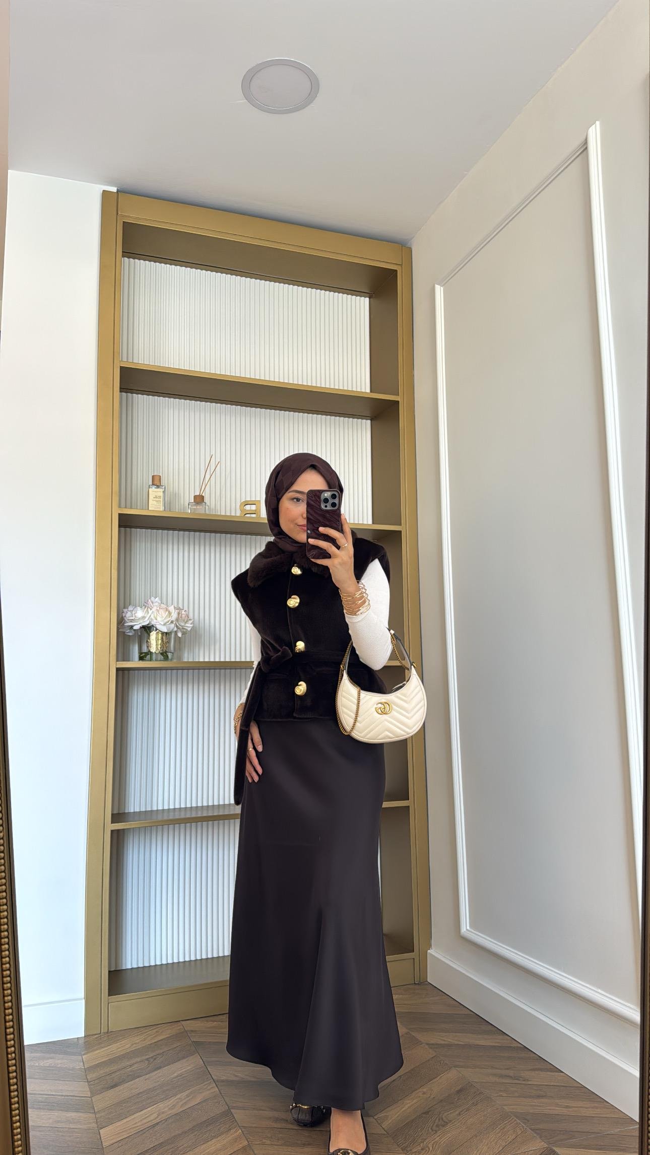 Kuşaklı Angora Yelek Kahve