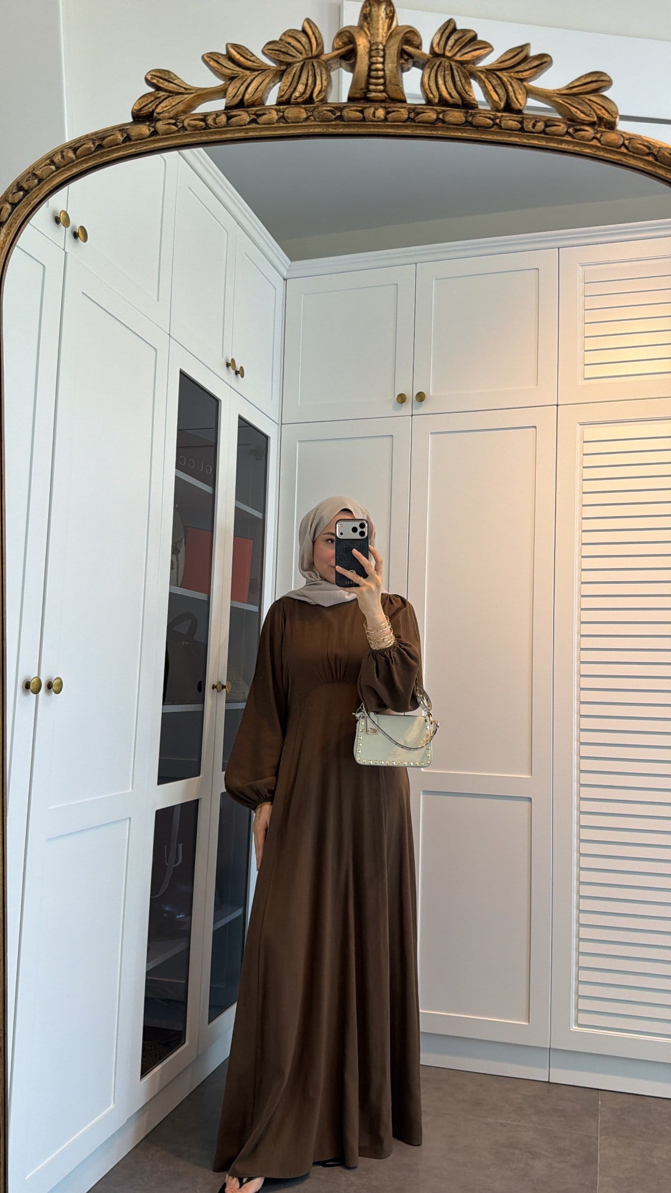 Lara Bağlama Detaylı Elbise Kahve