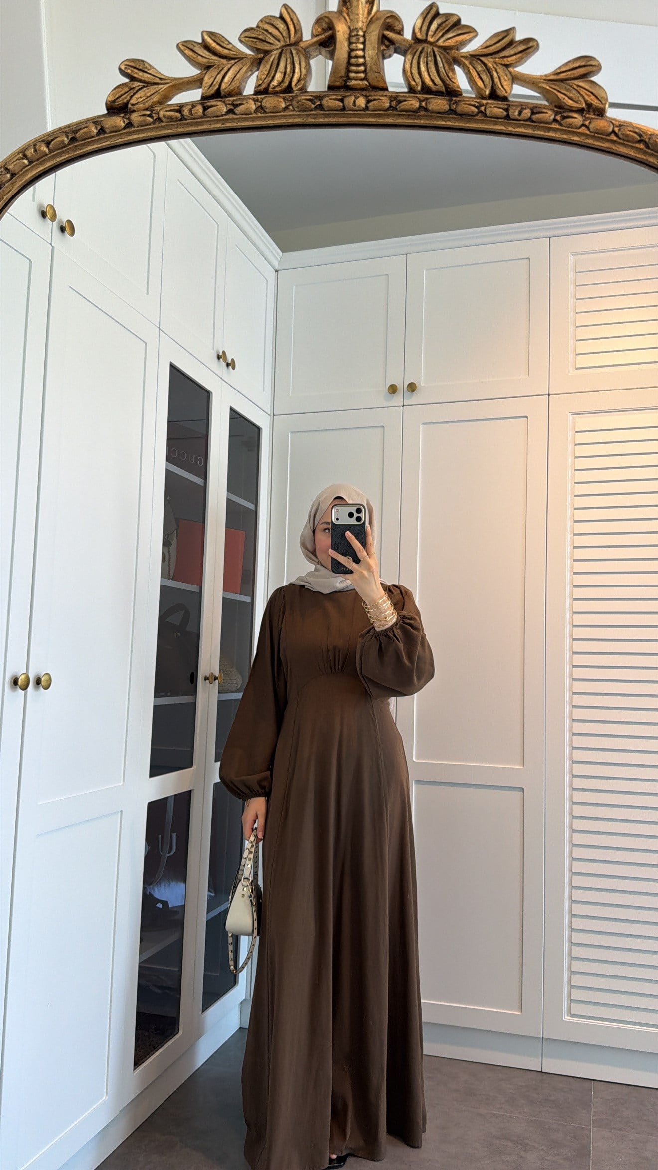 Lara Bağlama Detaylı Elbise Kahve