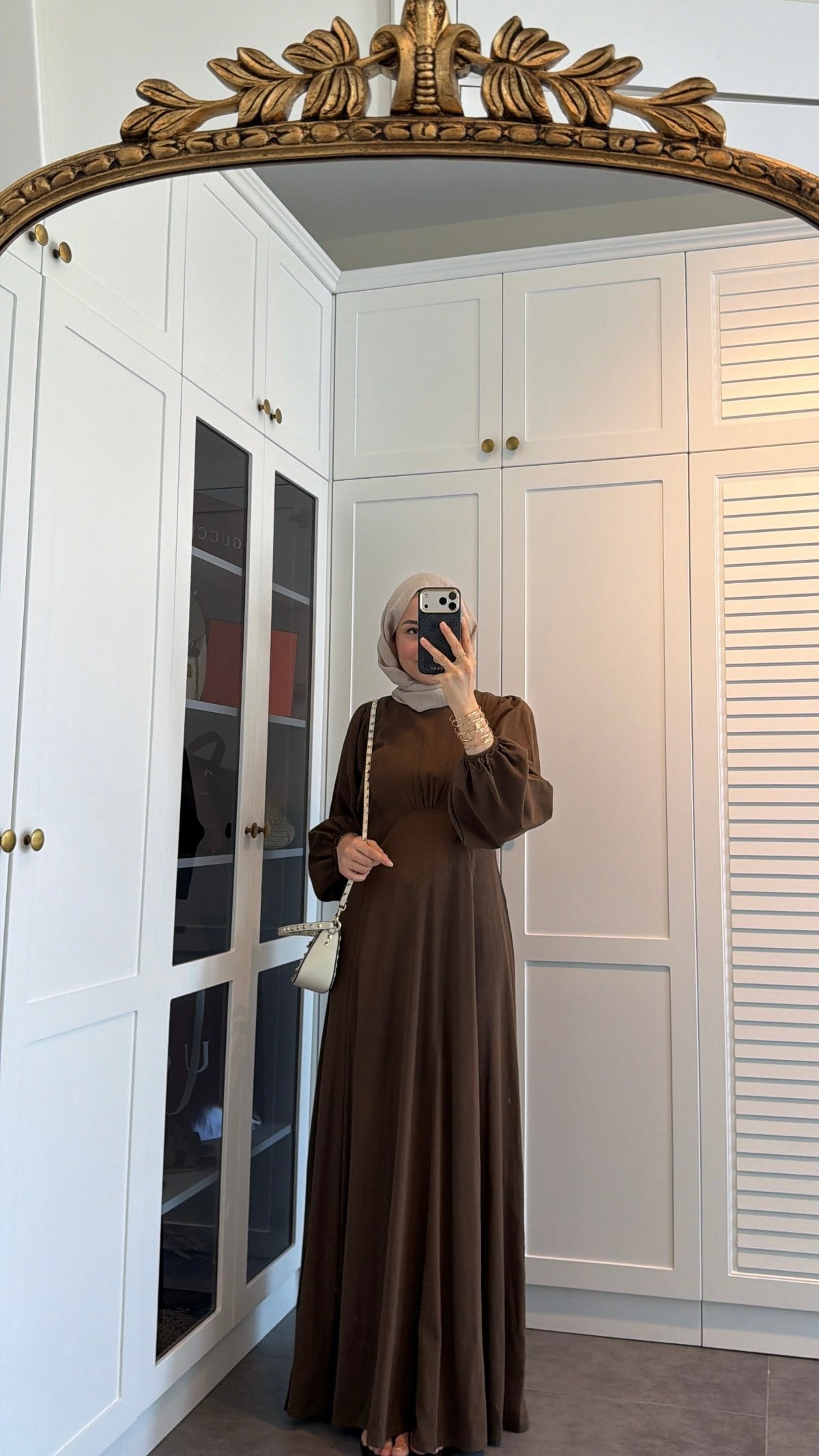 Lara Bağlama Detaylı Elbise Kahve