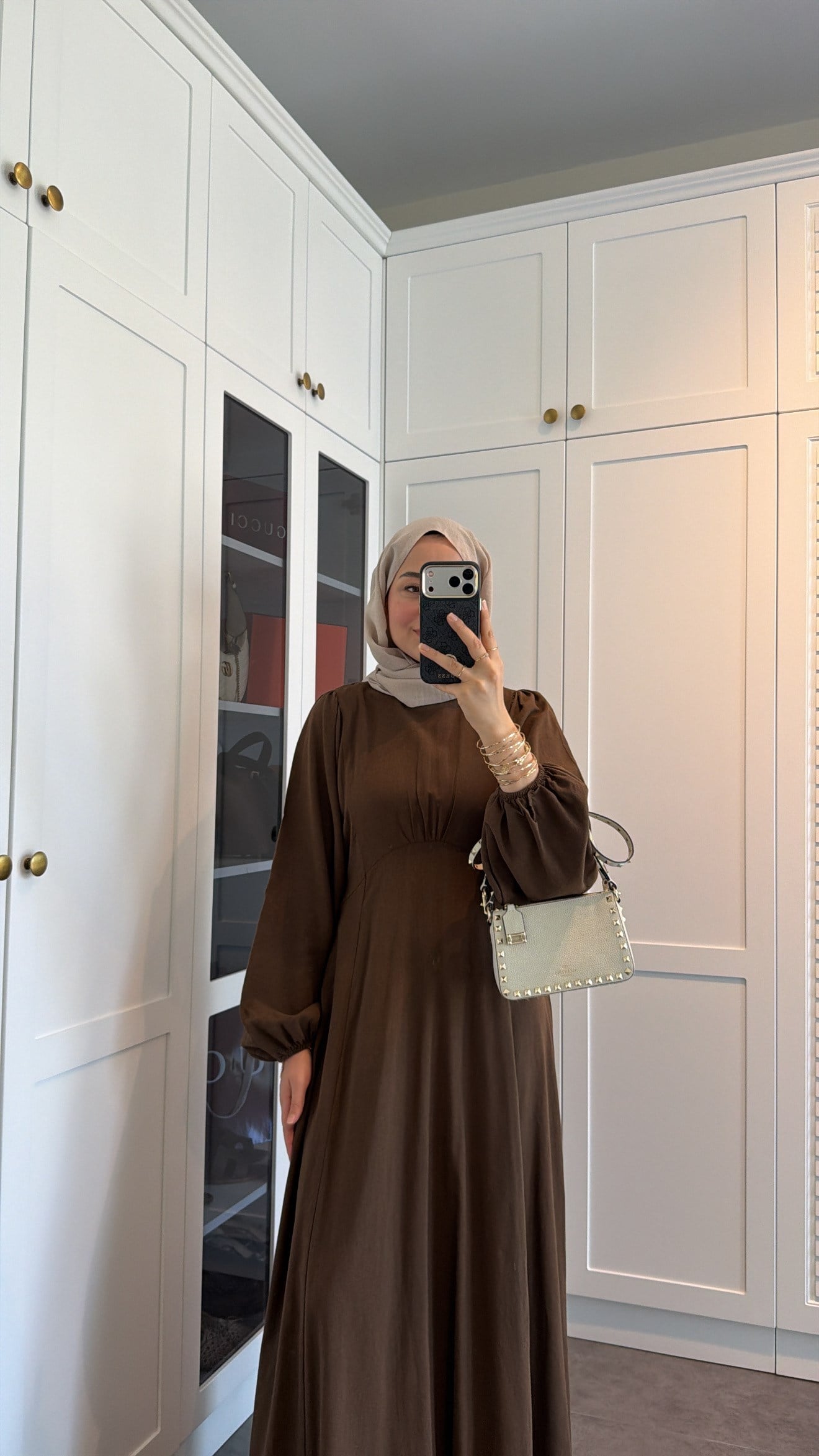Lara Bağlama Detaylı Elbise Kahve