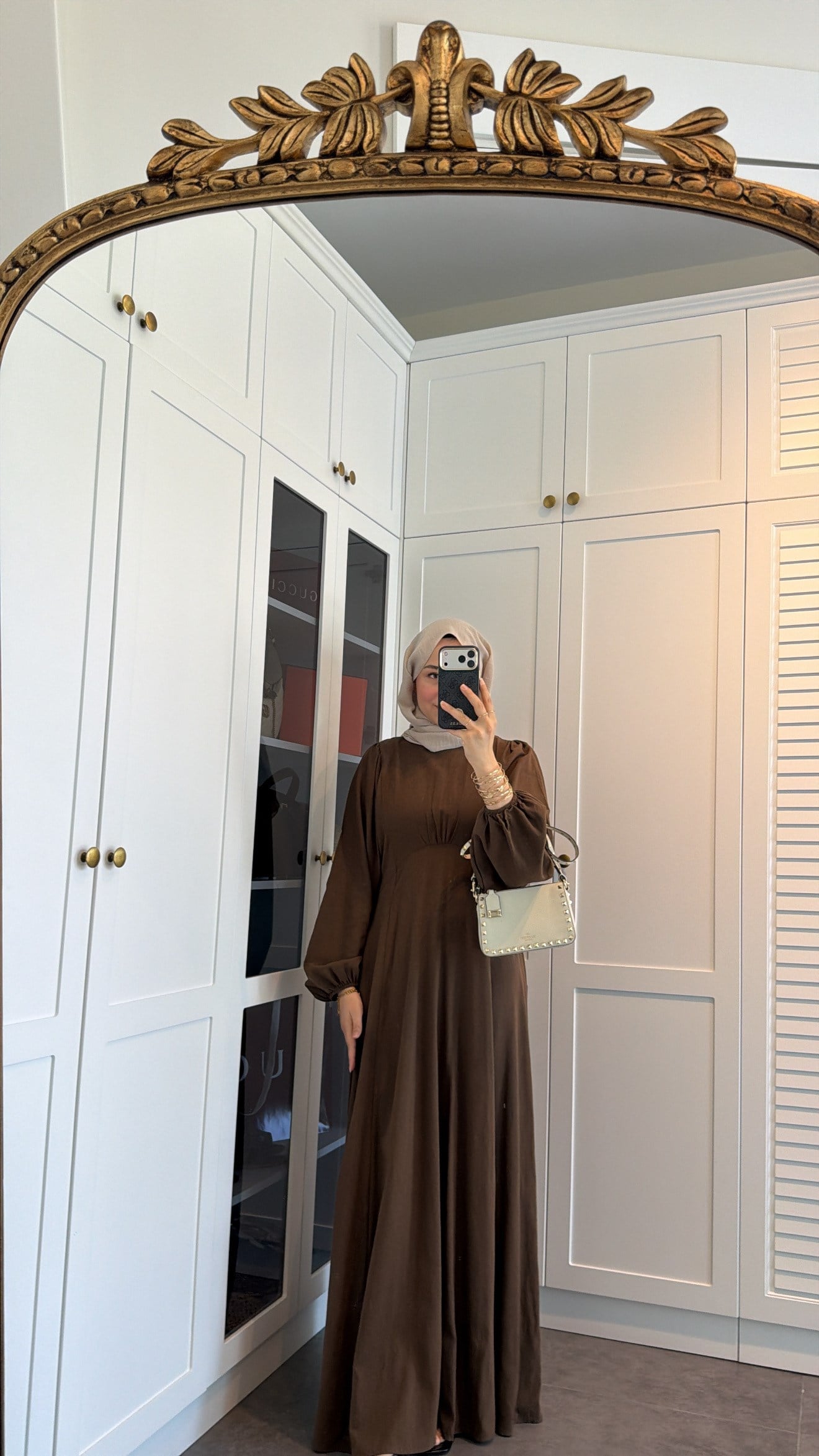 Lara Bağlama Detaylı Elbise Kahve