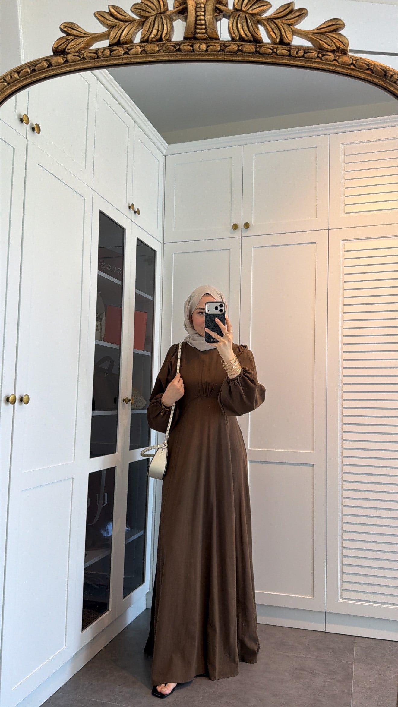 Lara Bağlama Detaylı Elbise Kahve