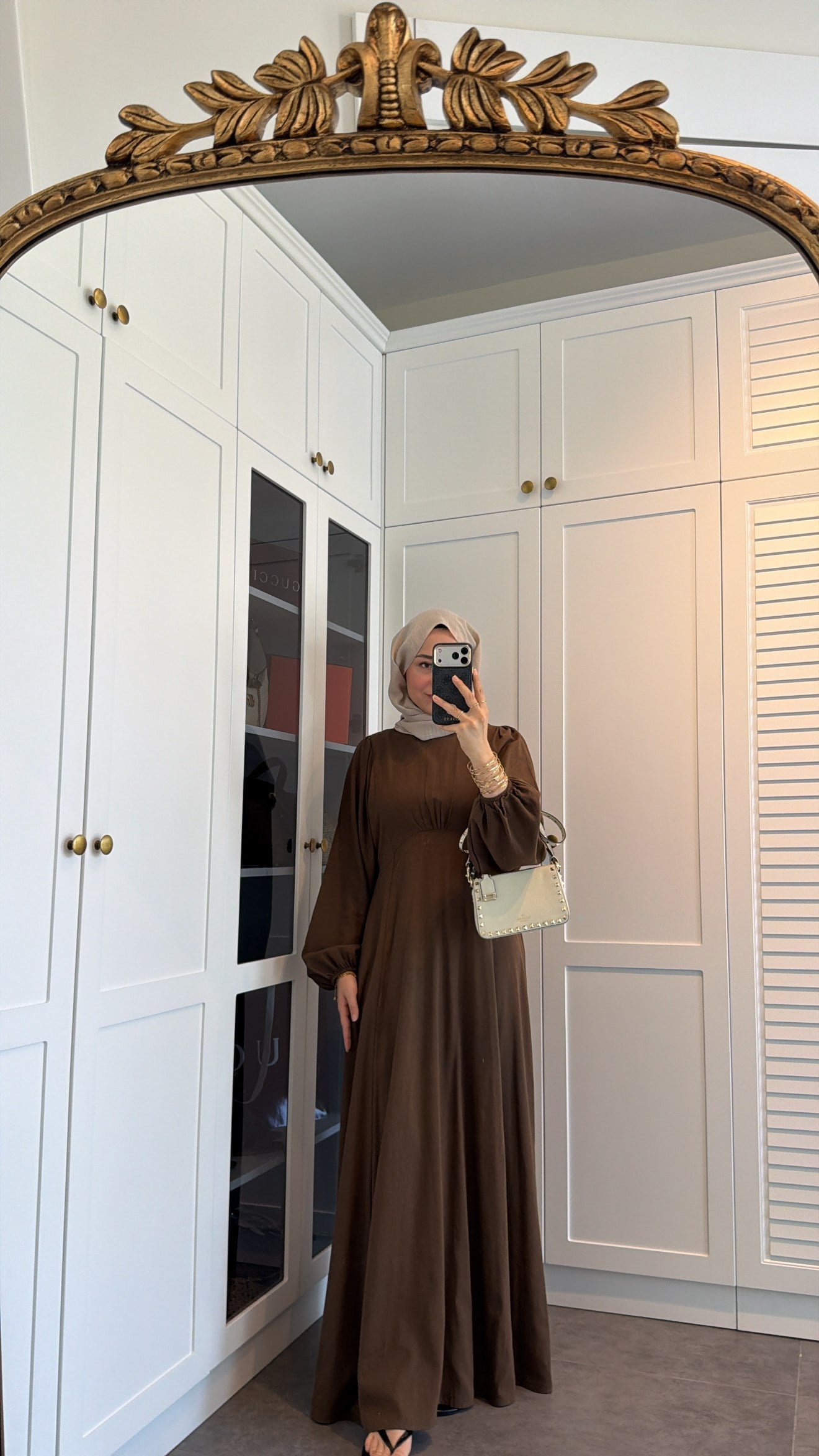 Lara Bağlama Detaylı Elbise Kahve