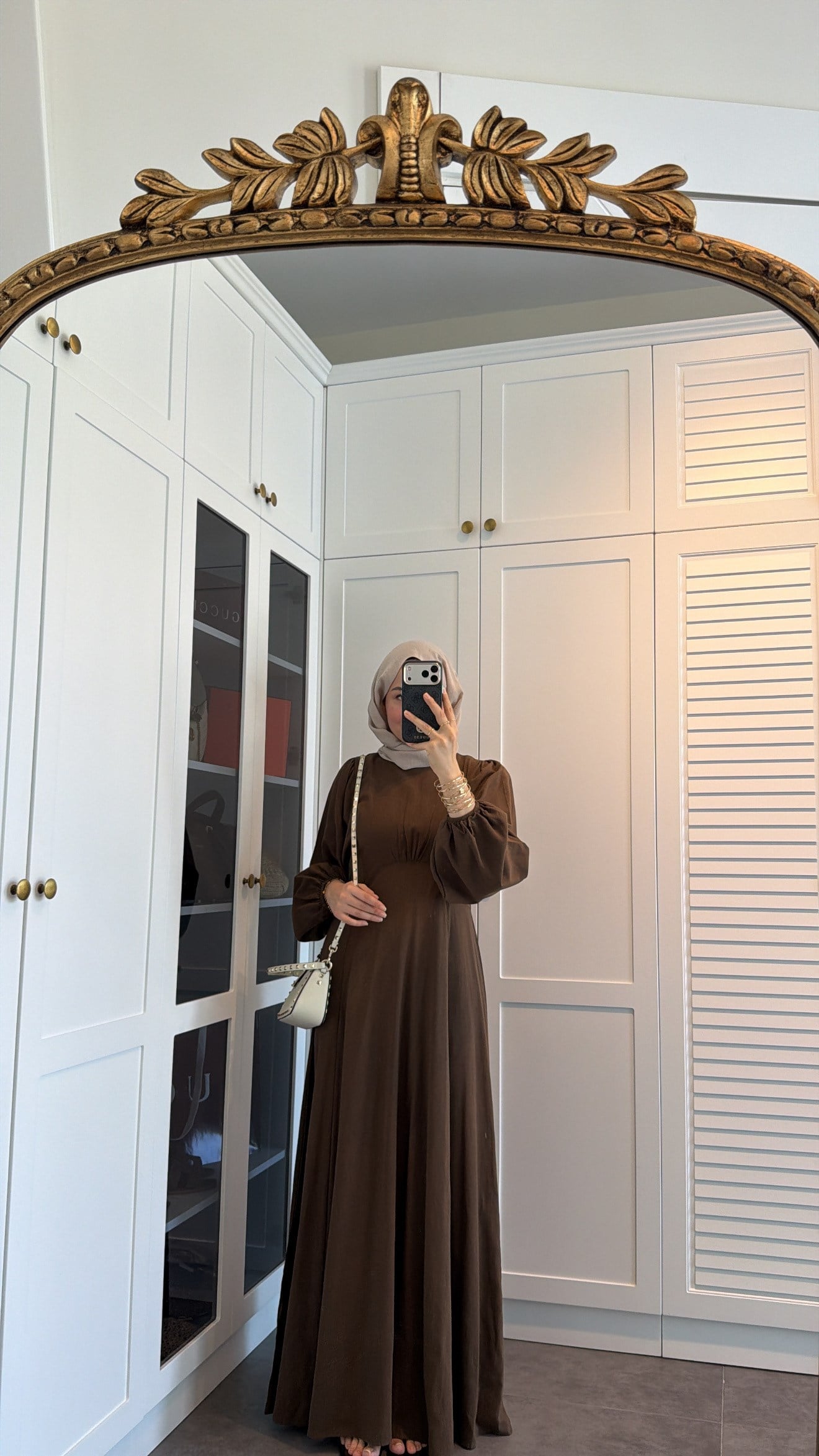Lara Bağlama Detaylı Elbise Kahve
