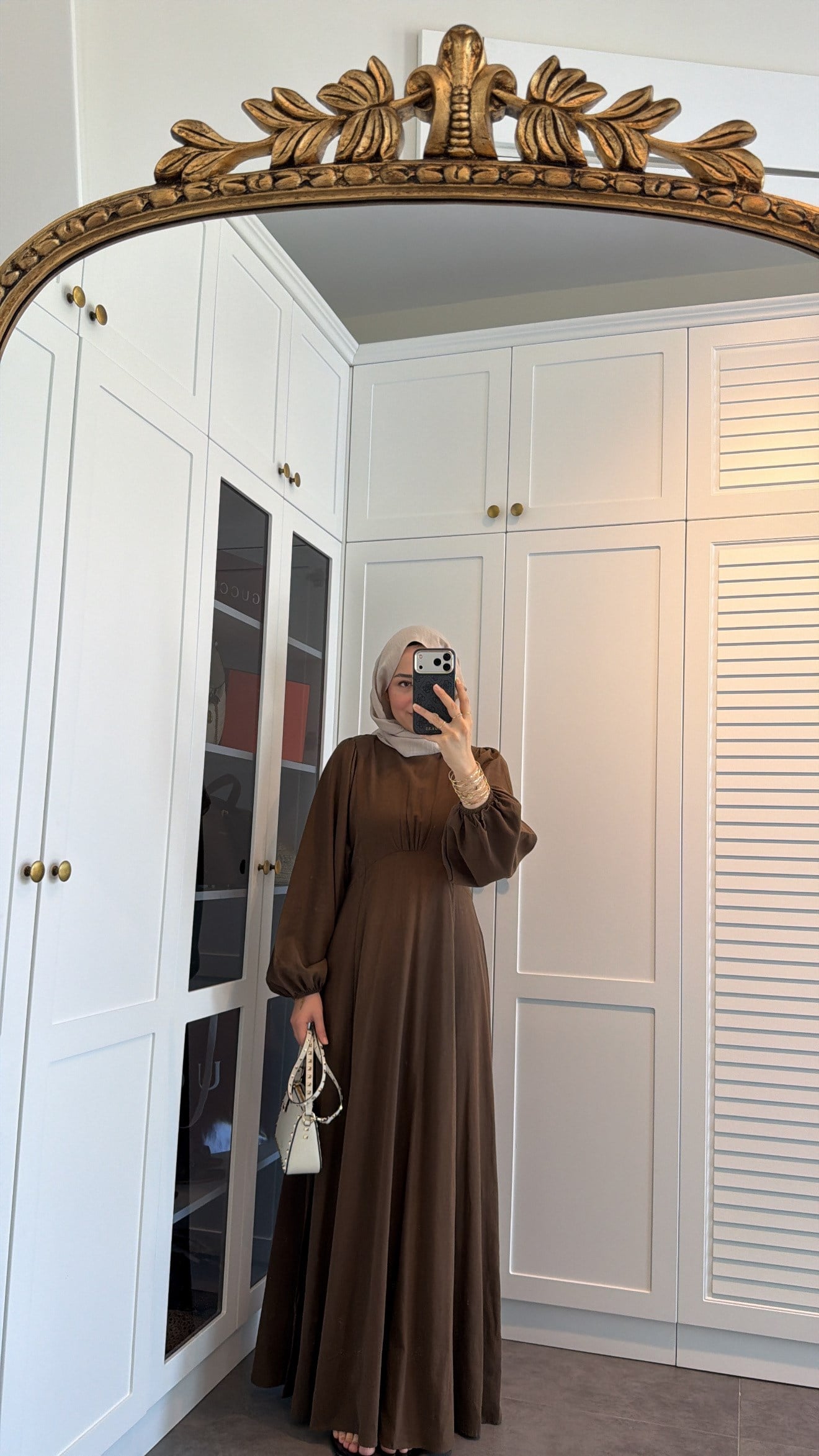 Lara Bağlama Detaylı Elbise Kahve