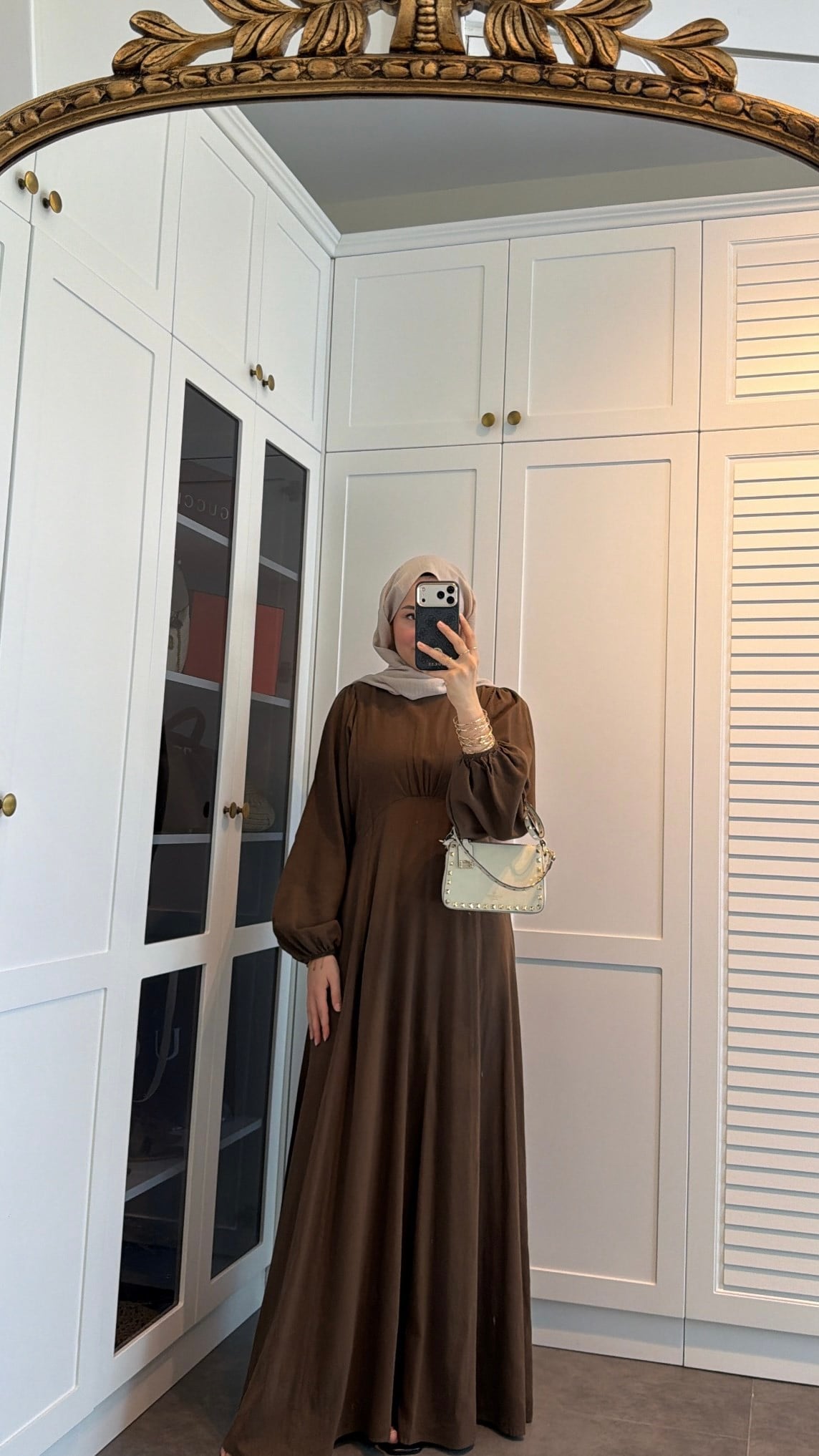 Lara Bağlama Detaylı Elbise Kahve