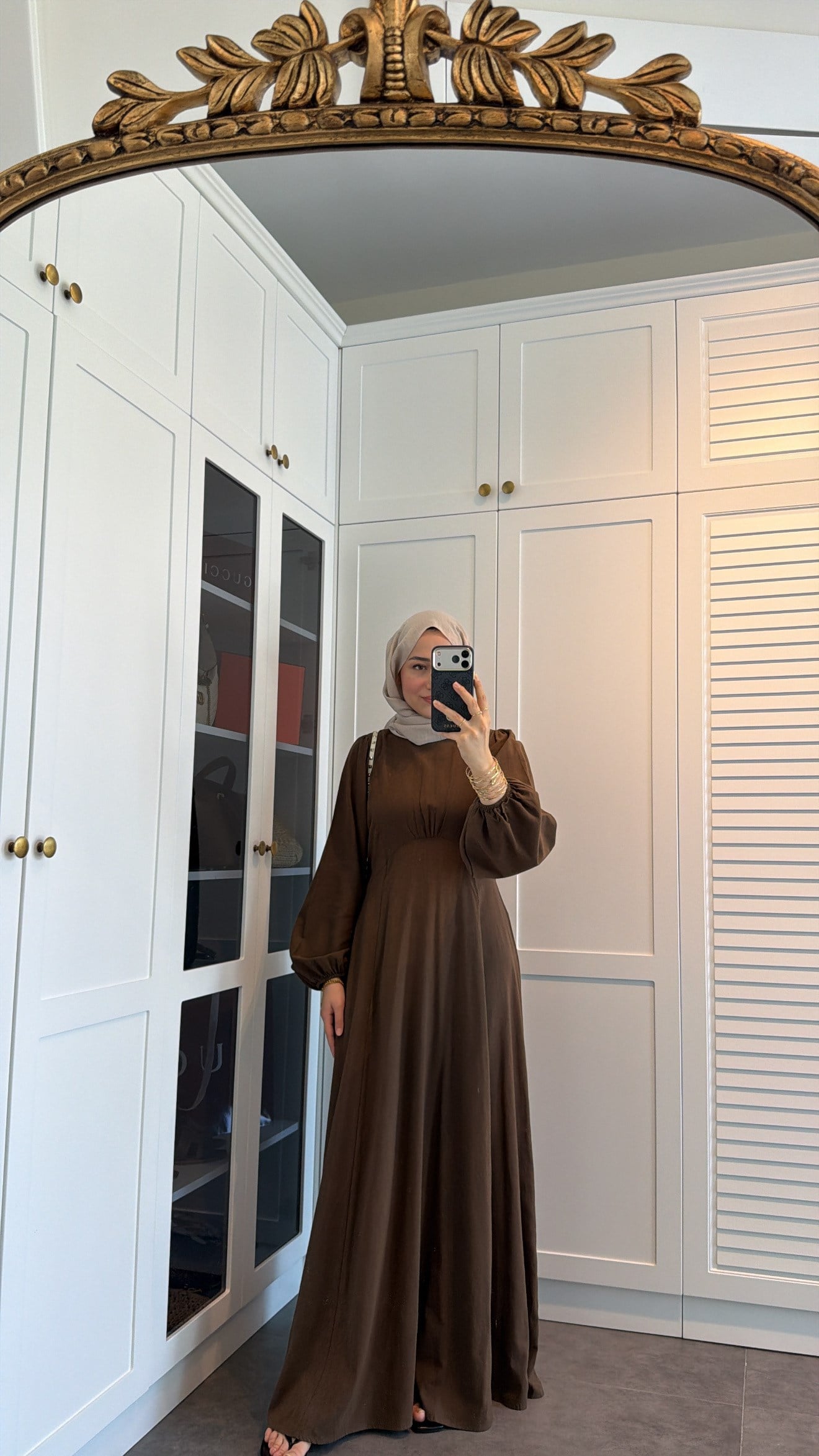 Lara Bağlama Detaylı Elbise Kahve