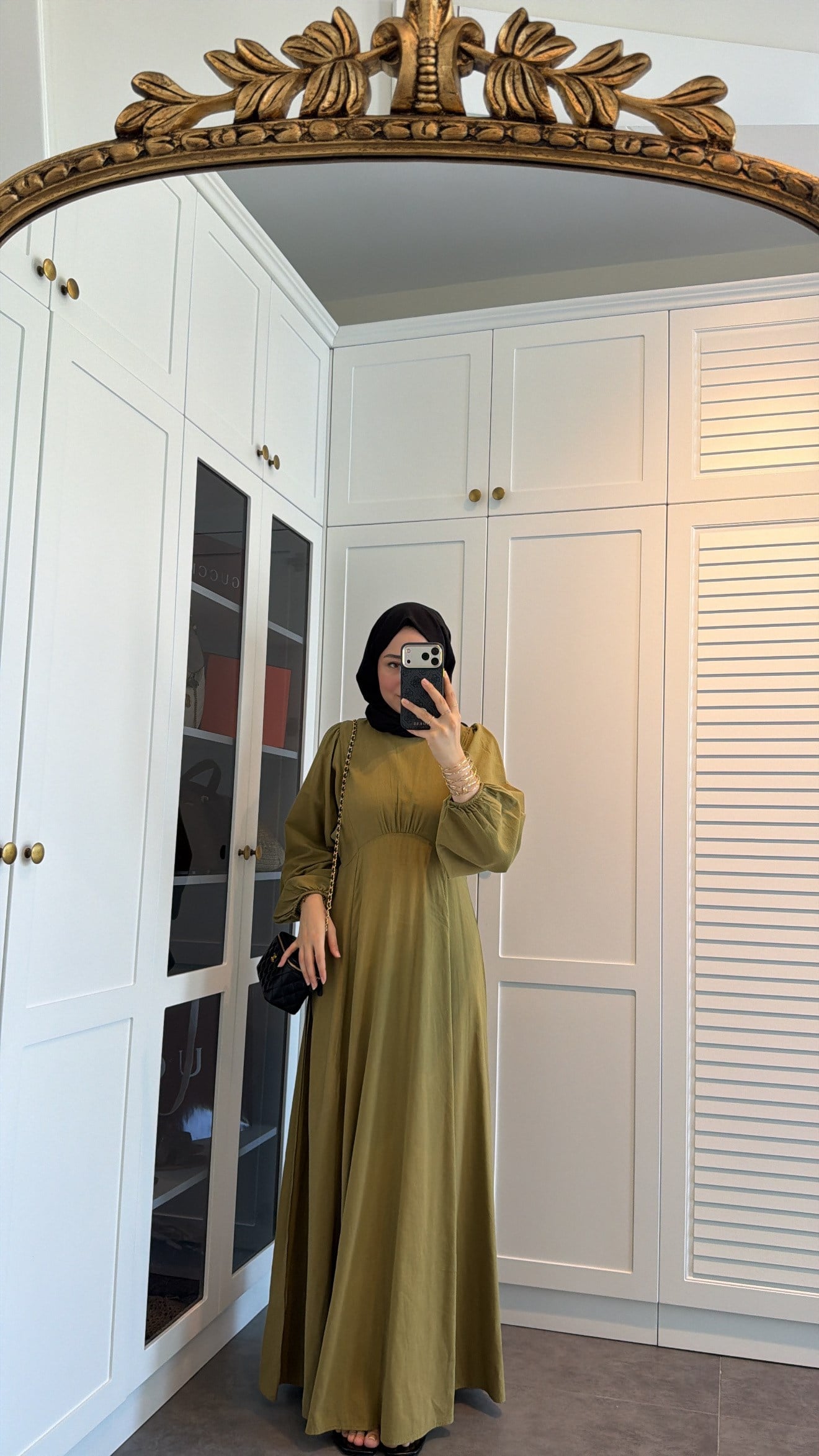 Lara Bağlama Detaylı Elbise Olive