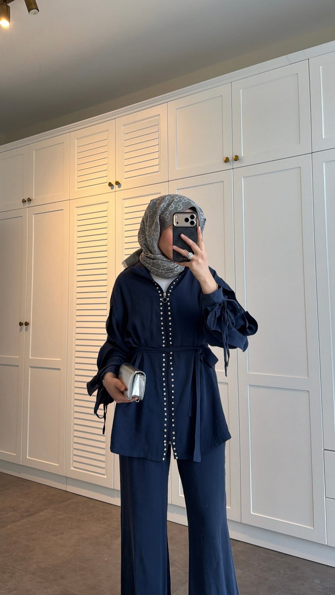 Lena Modal Taşlı Pantolon Takım Lacivert