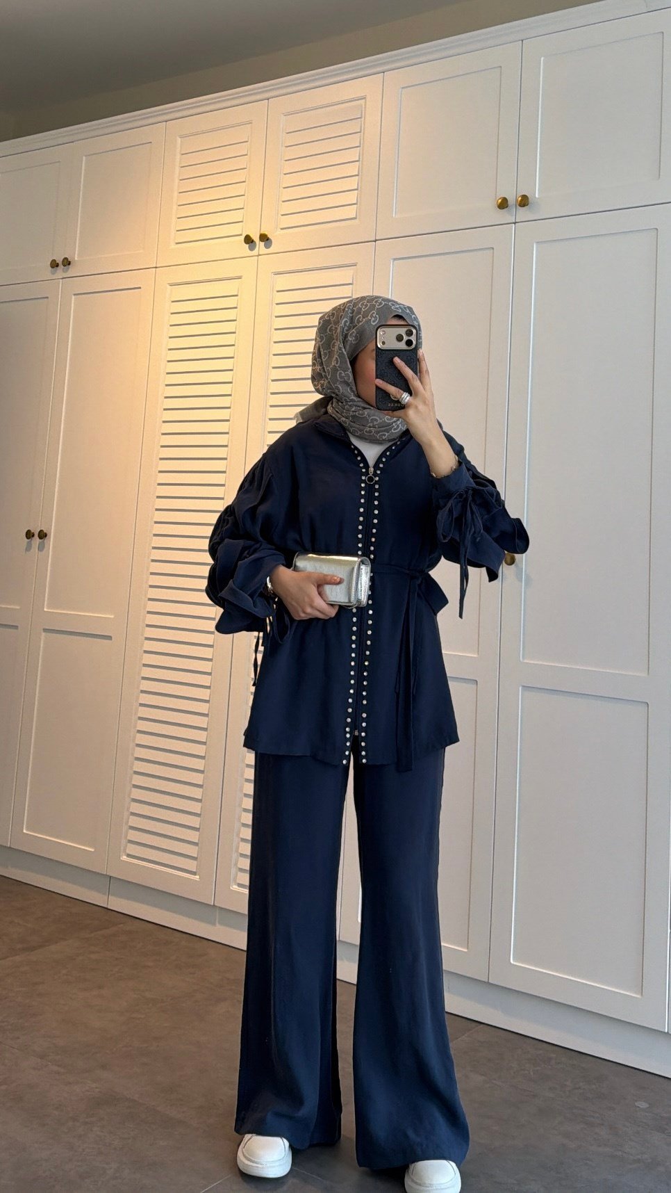 Lena Modal Taşlı Pantolon Takım Lacivert