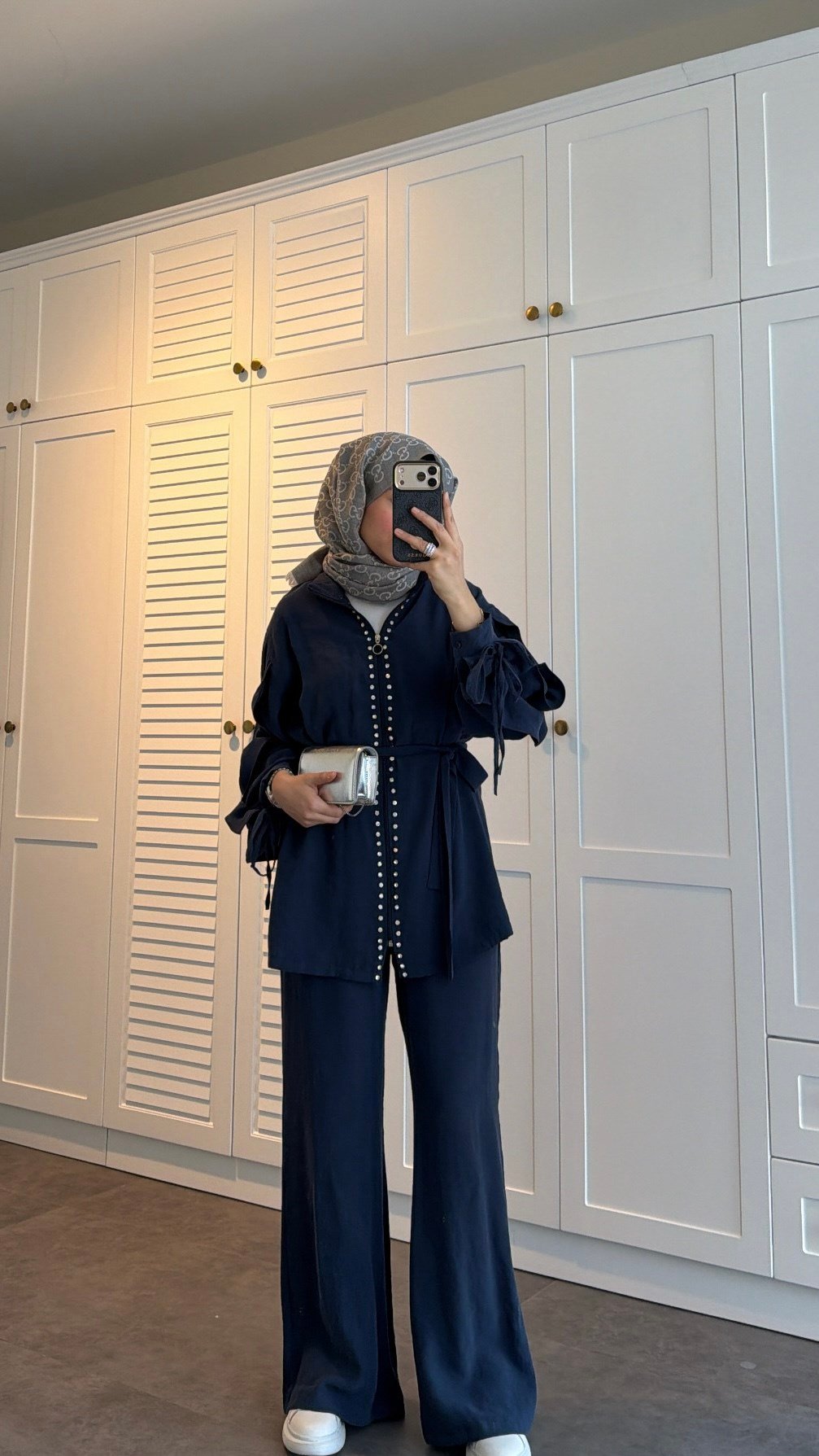 Lena Modal Taşlı Pantolon Takım Lacivert