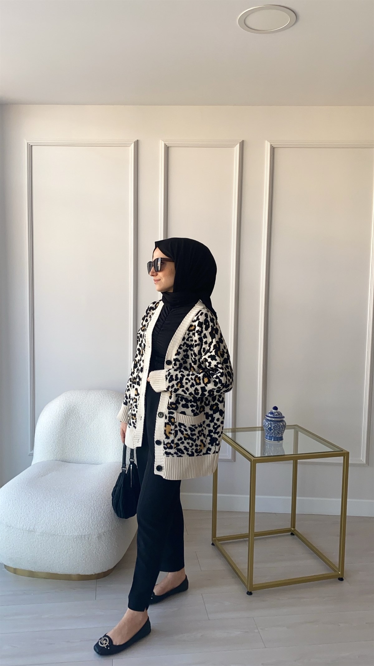 Leopar Desen Hırka