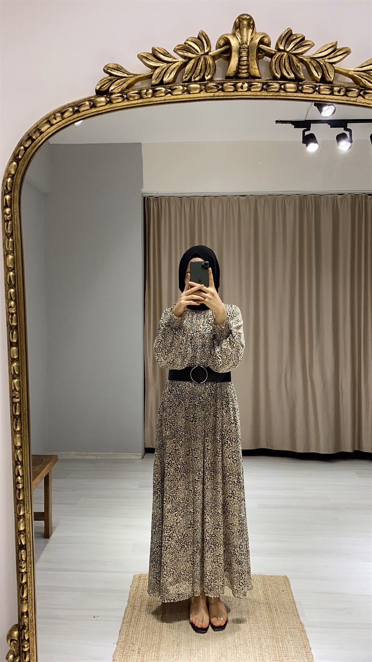 Leopar Desenli Elbise