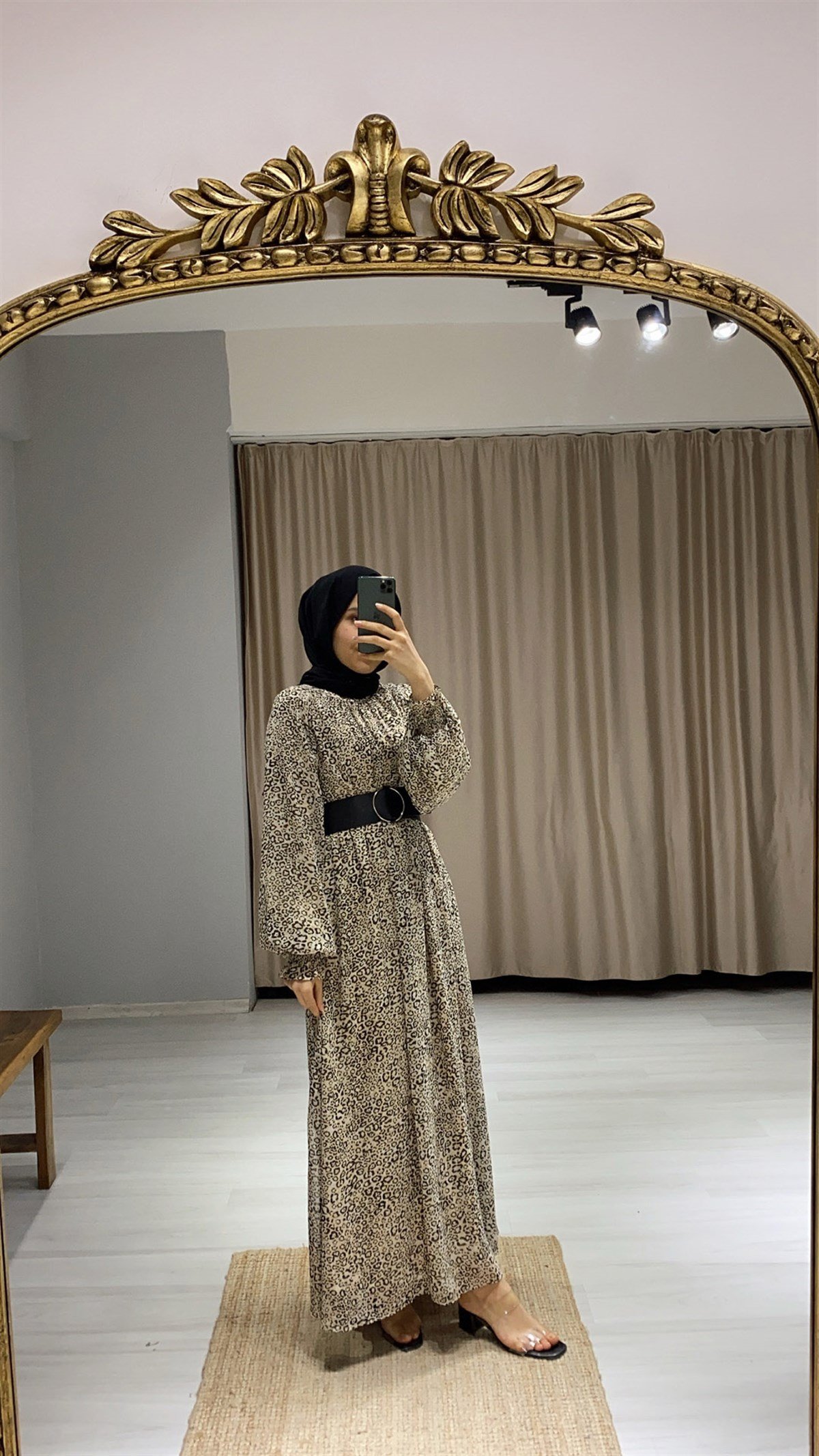 Leopar Desenli Elbise