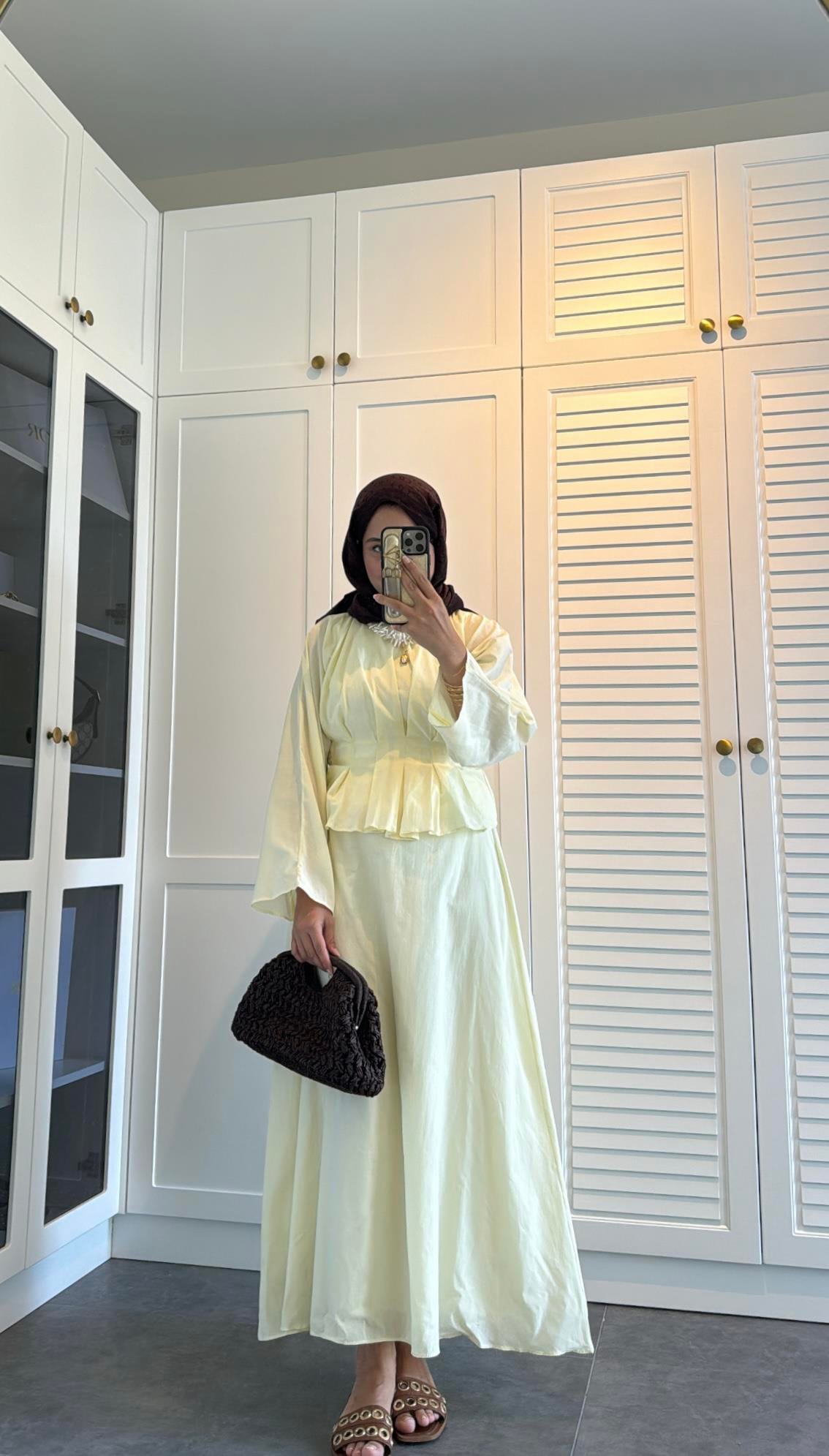 Lina Bel Detaylı Takım Butter Yellow