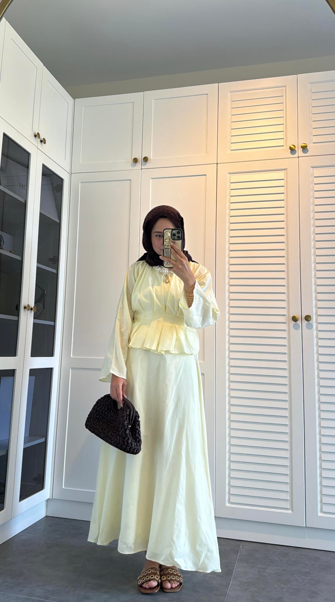 Lina Bel Detaylı Takım Butter Yellow