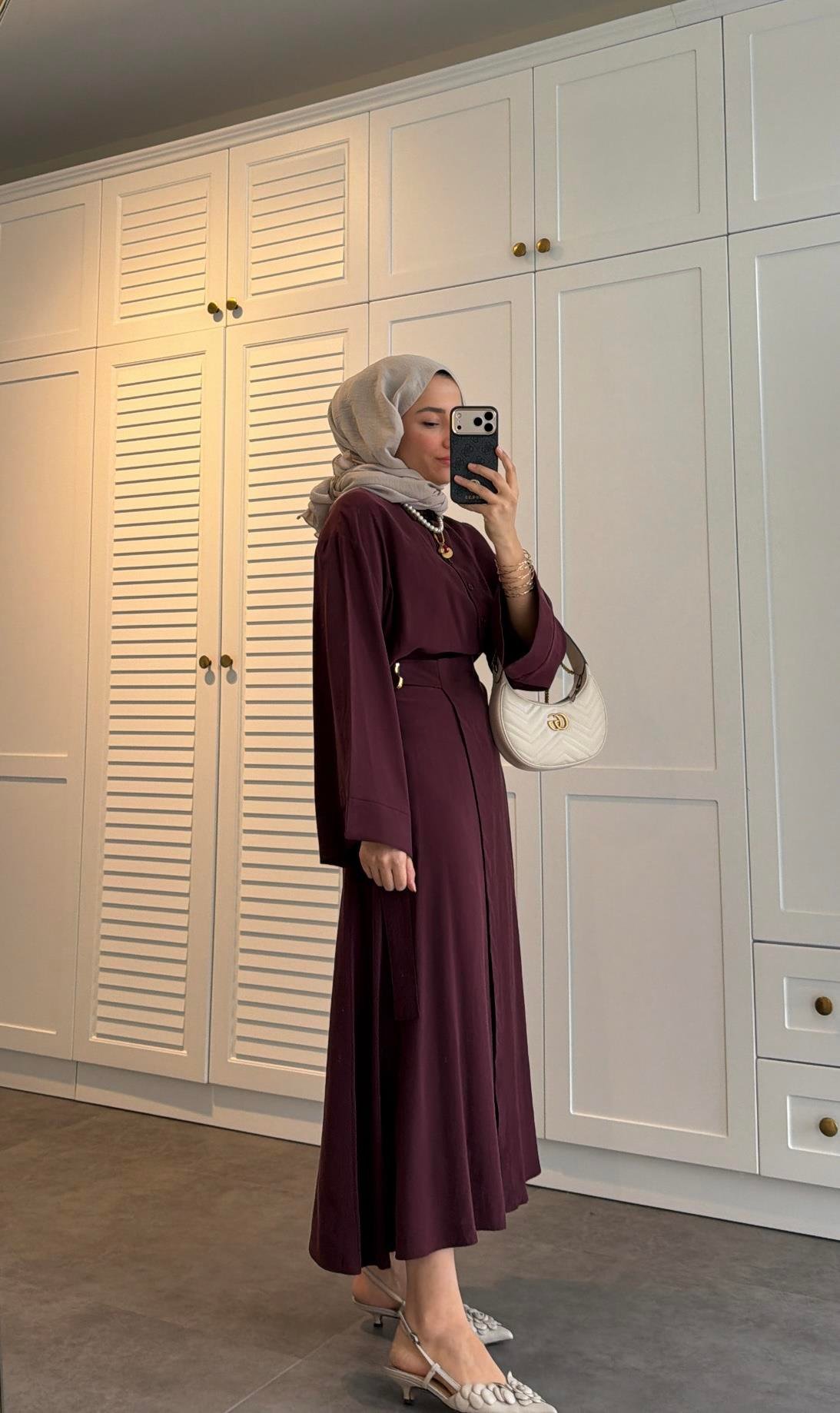 Lina Broş Kemer Detaylı Modal Takım Burgonya