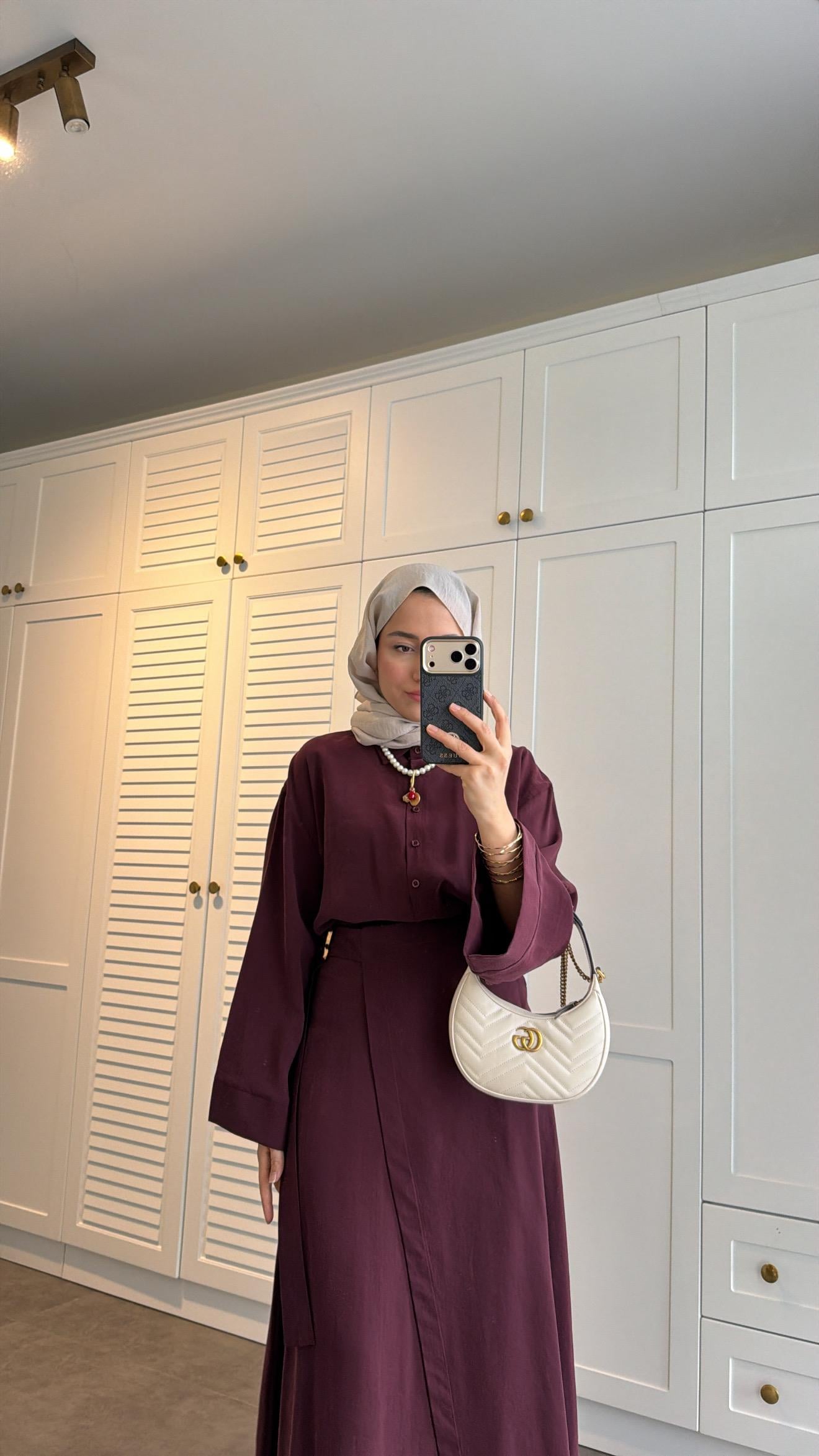 Lina Broş Kemer Detaylı Modal Takım Burgonya