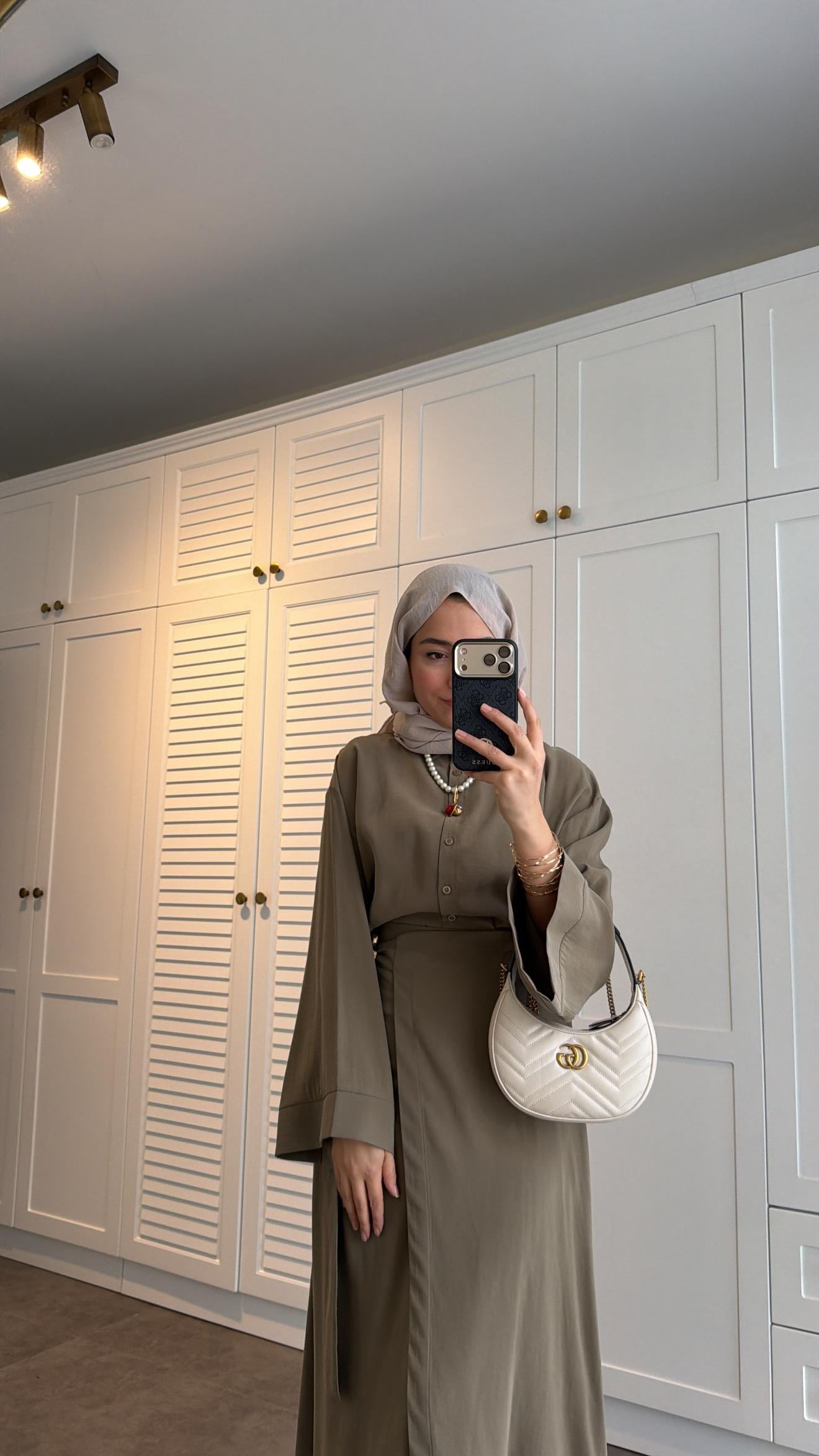 Lina Broş Kemer Detaylı Modal Takım Olive