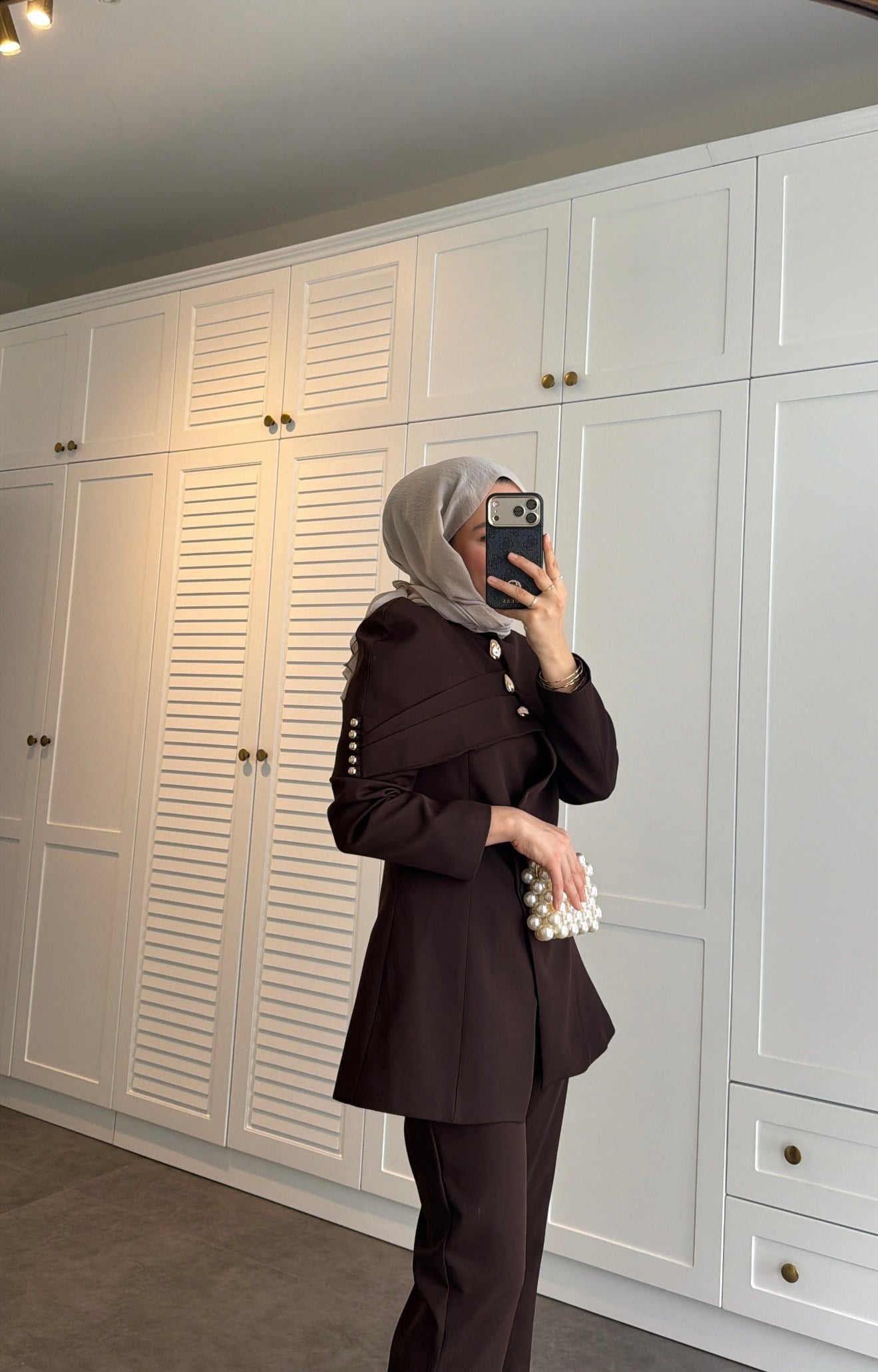 Liyza Pelerin Takım Kahve