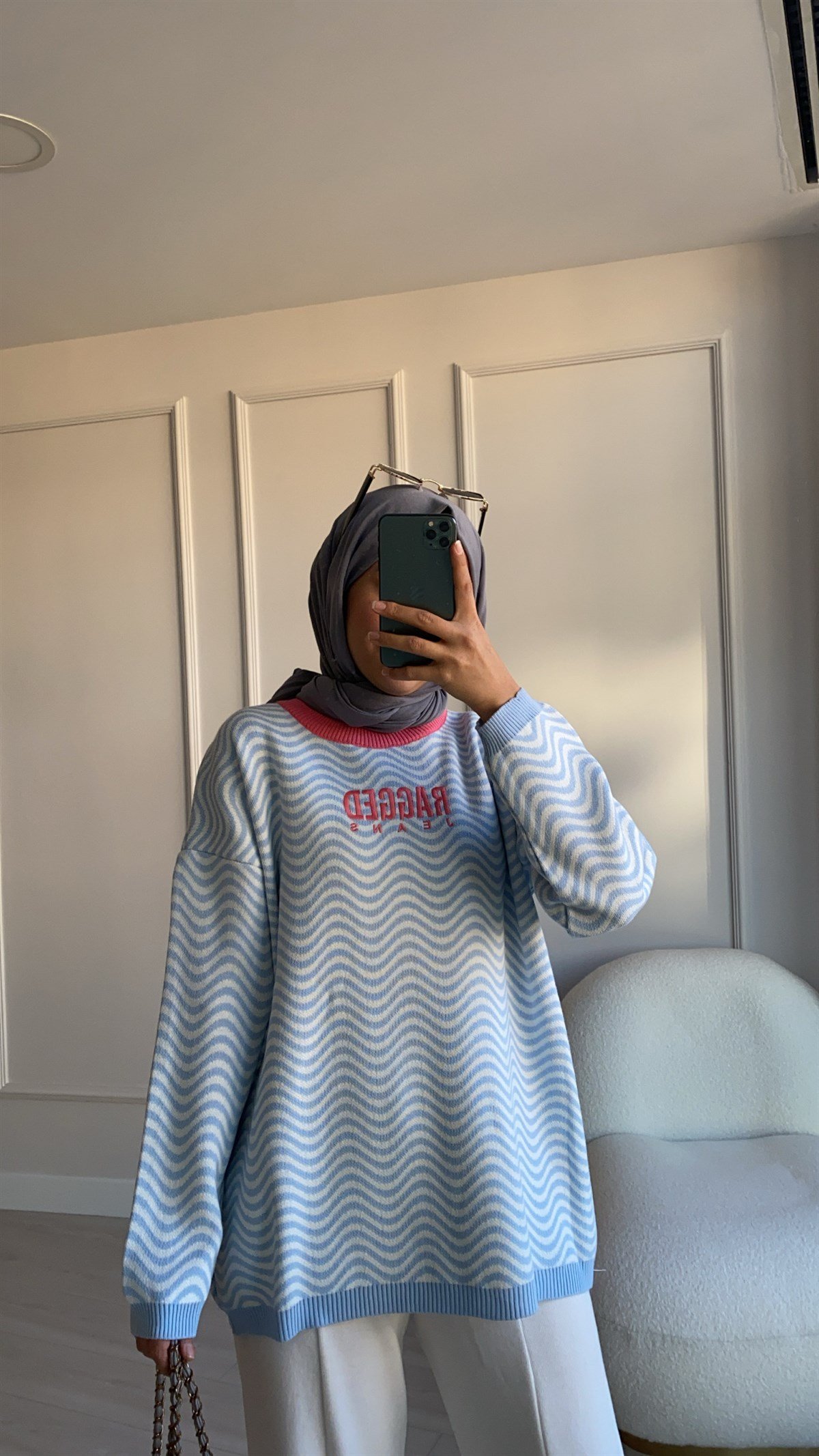 Mavi Ragged Oversize Kazak