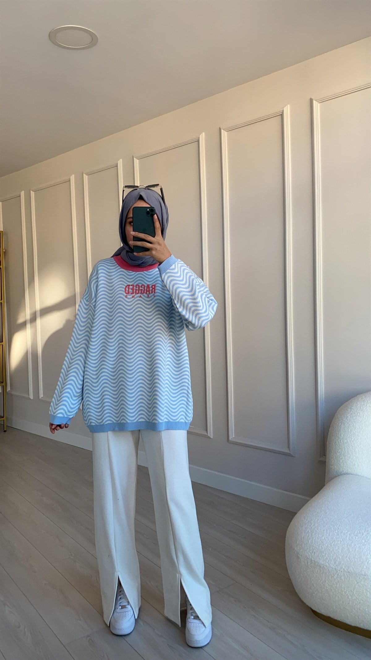 Mavi Ragged Oversize Kazak