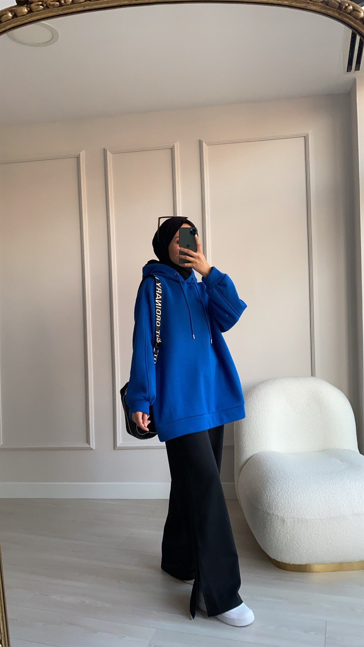 Mavi Şardonlu Sweatshirt 