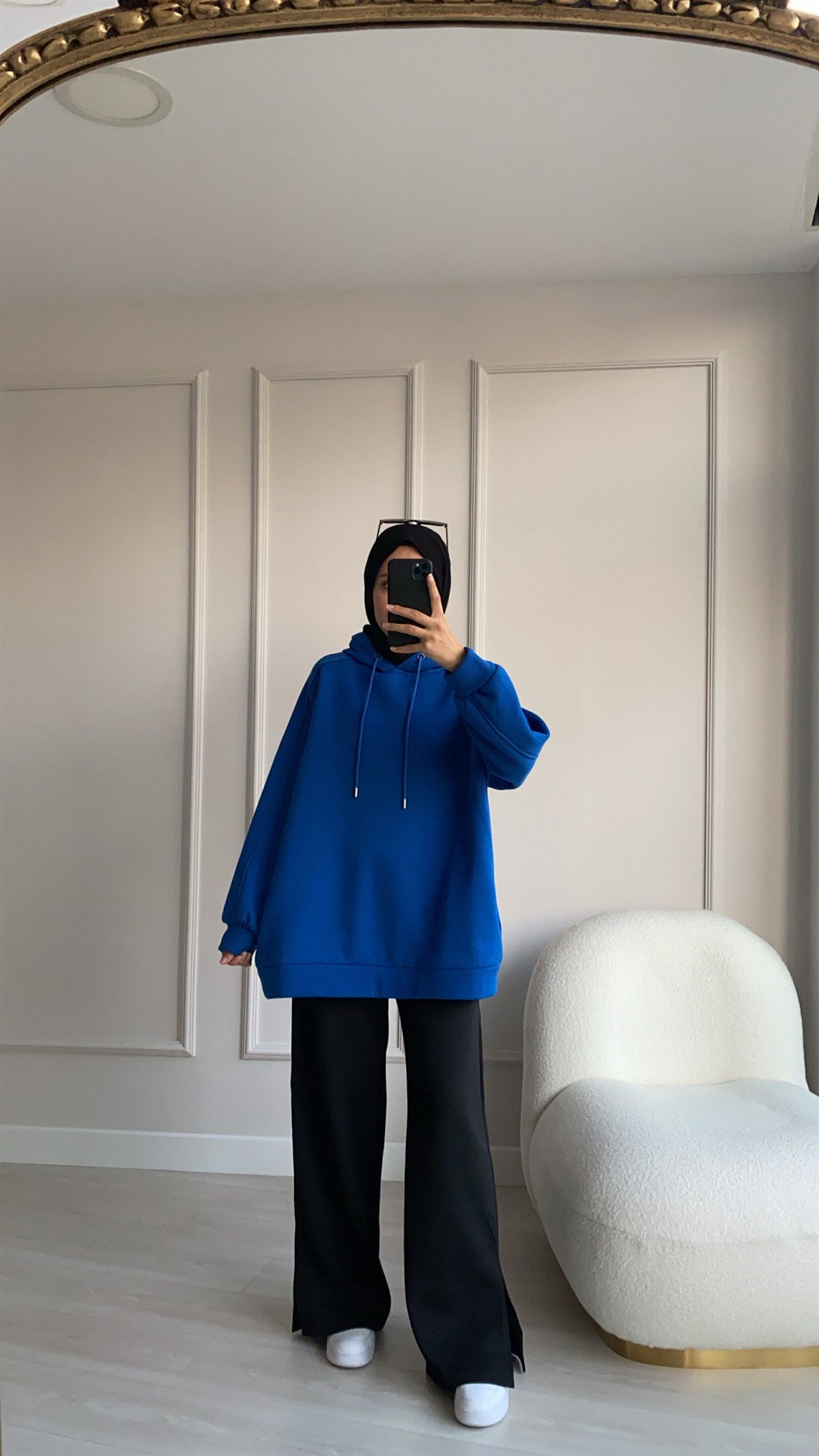Mavi Şardonlu Sweatshirt 
