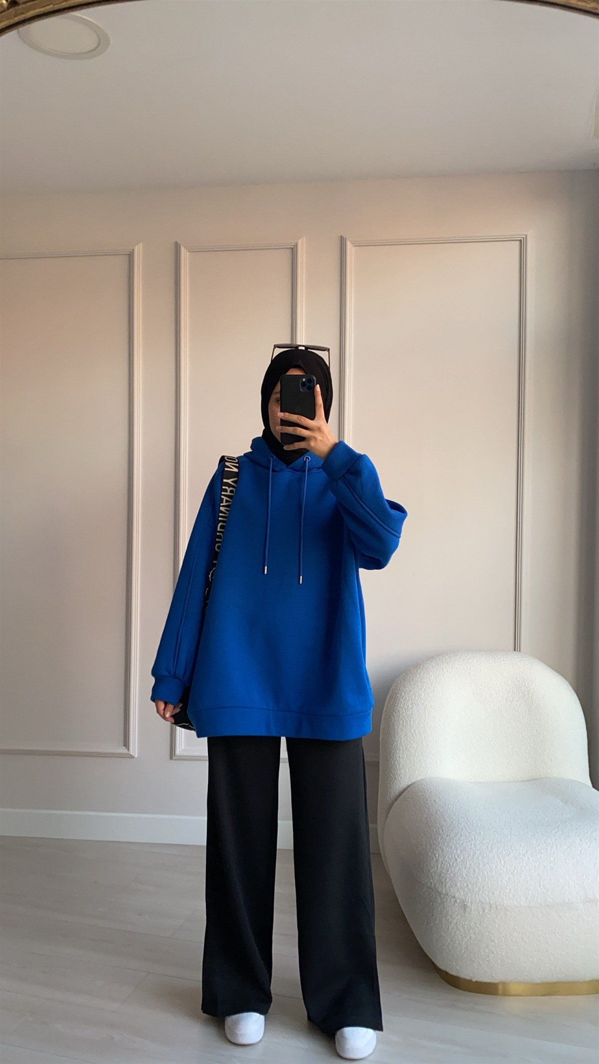 Mavi Şardonlu Sweatshirt 