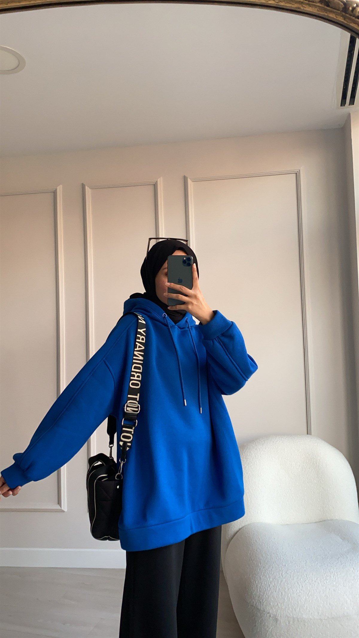 Mavi Şardonlu Sweatshirt 