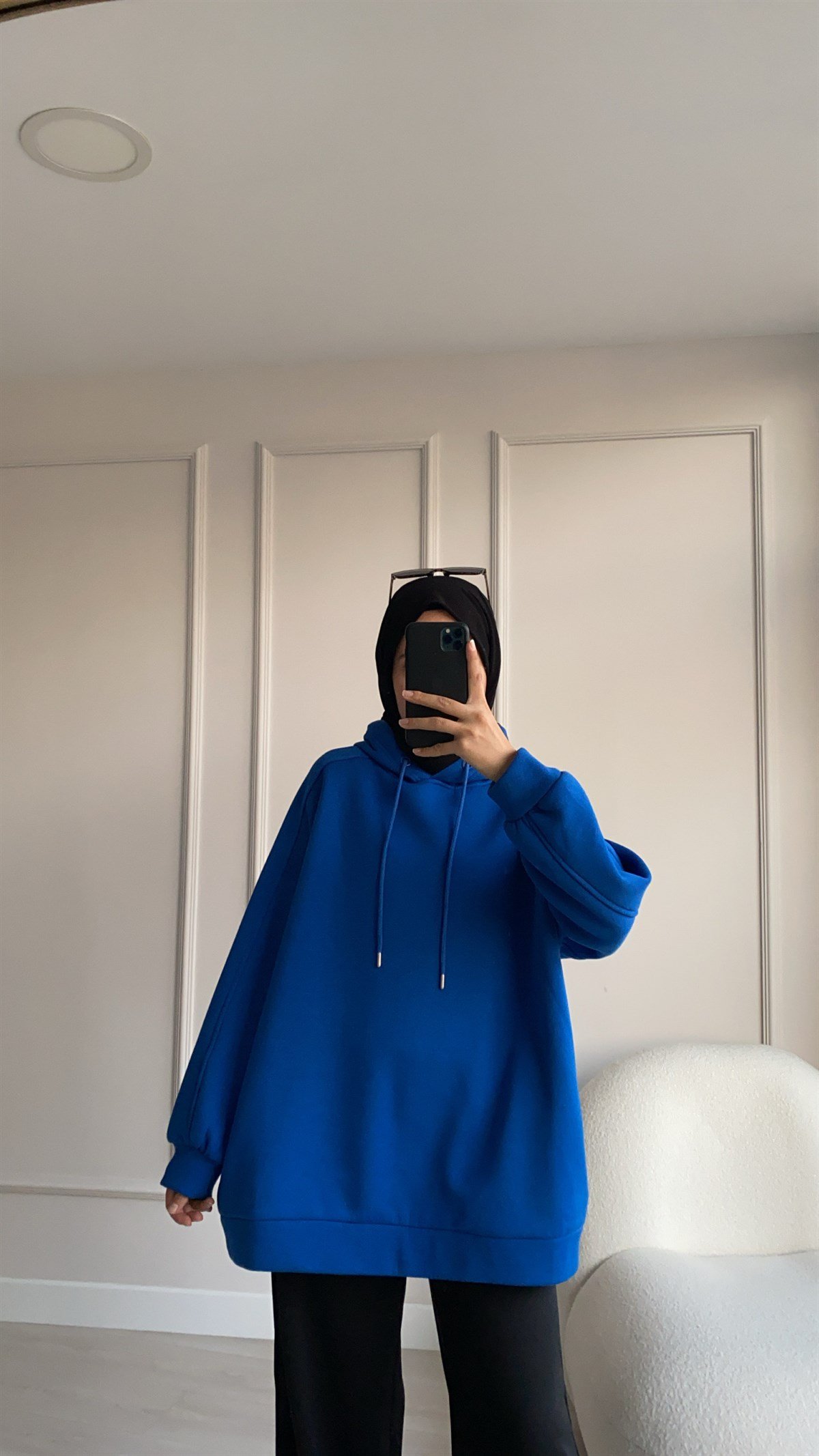 Mavi Şardonlu Sweatshirt 