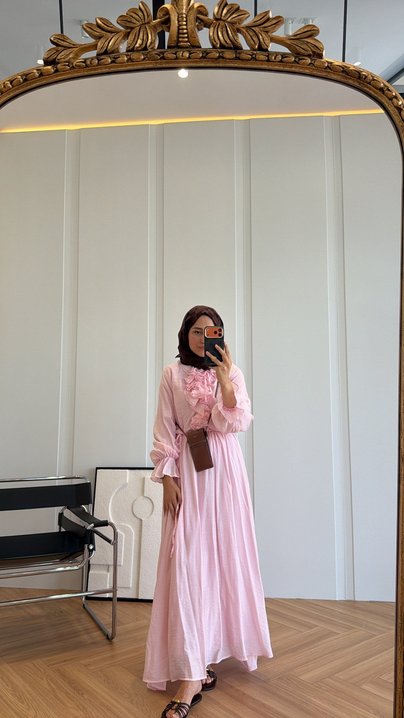 Melis Fırfırlı Elbise Pembe