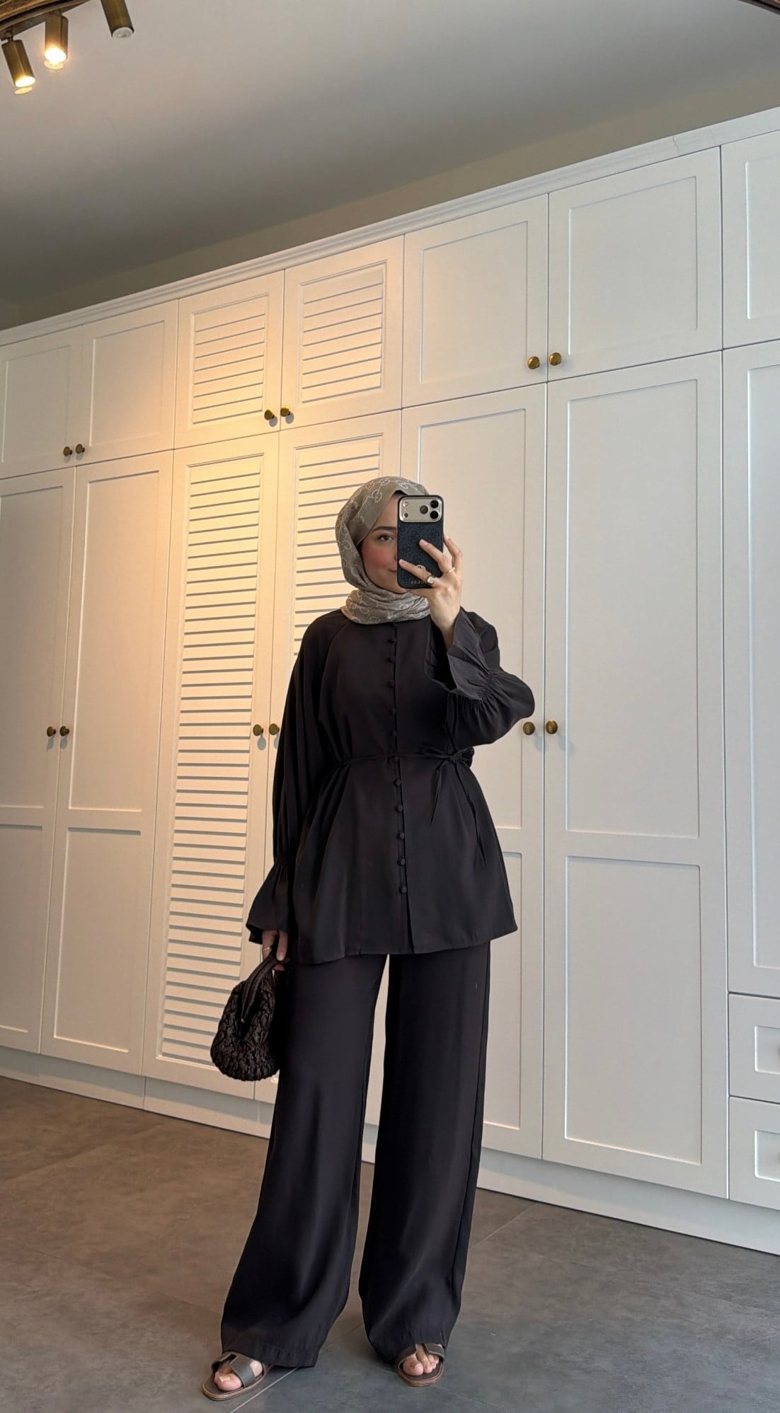 Milano Düğmeli Oversize Takım Kahve