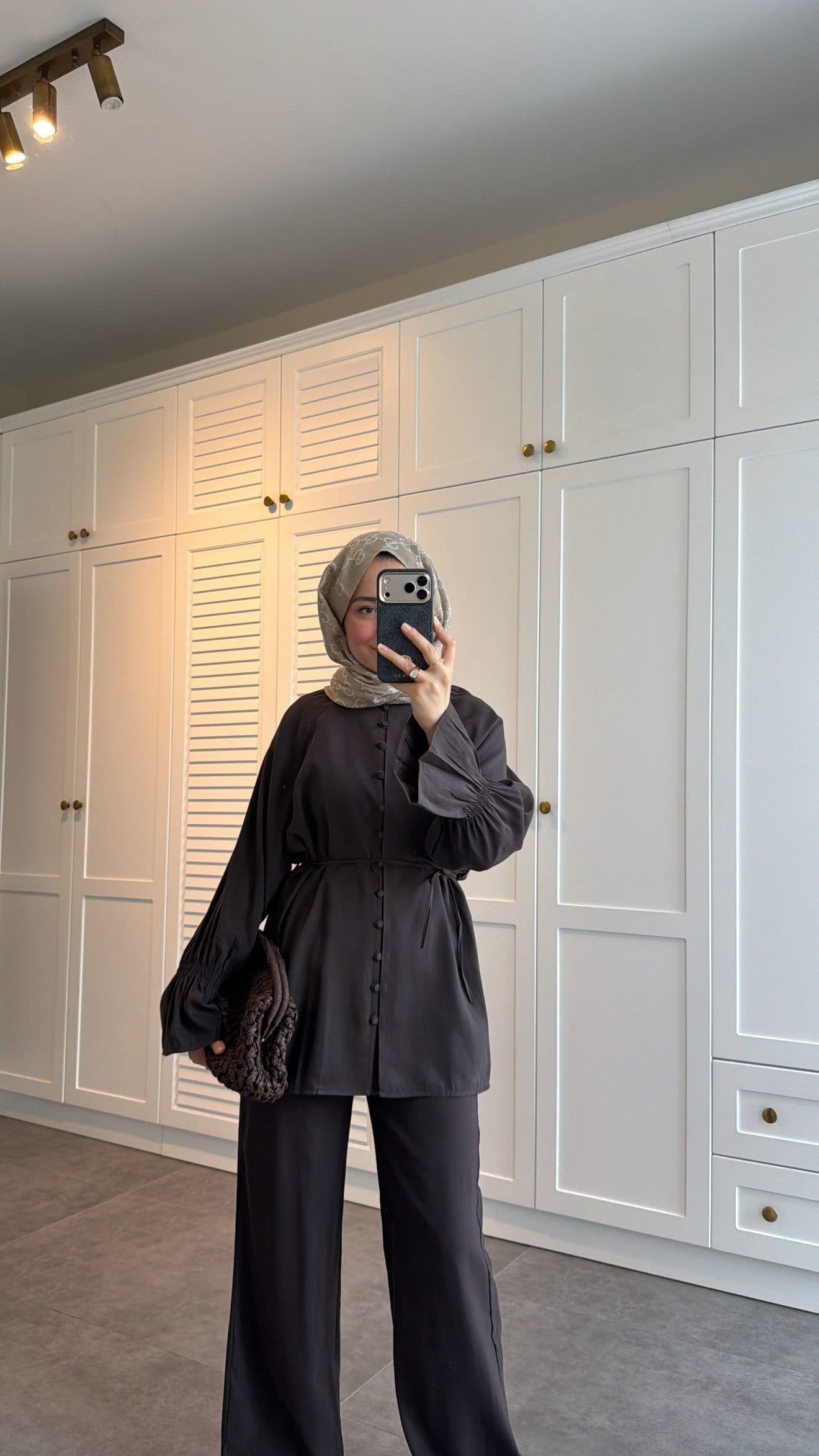 Milano Düğmeli Oversize Takım Kahve
