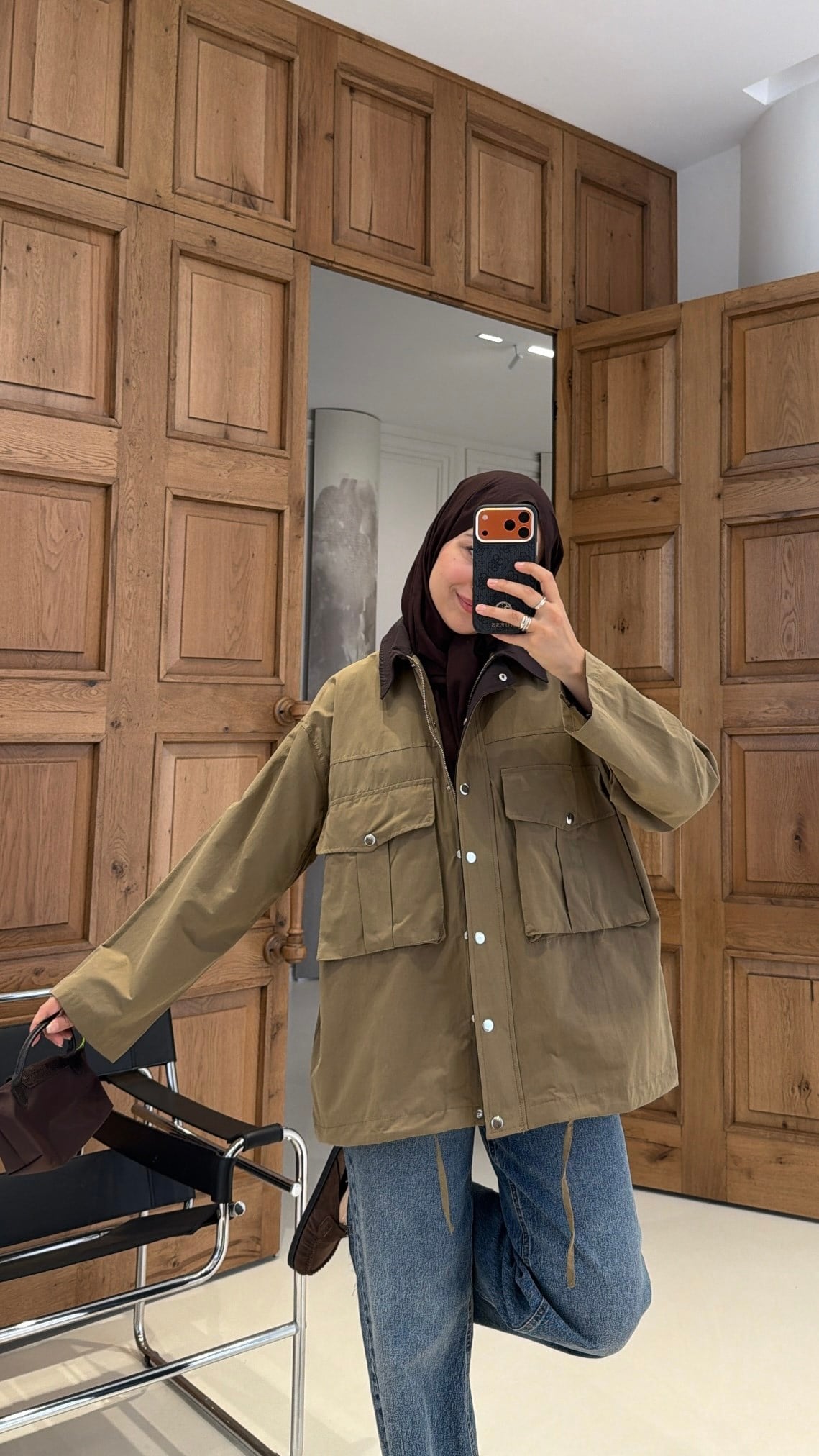 Mng Kontrast Yakalı Premium Oversize Ceket Haki